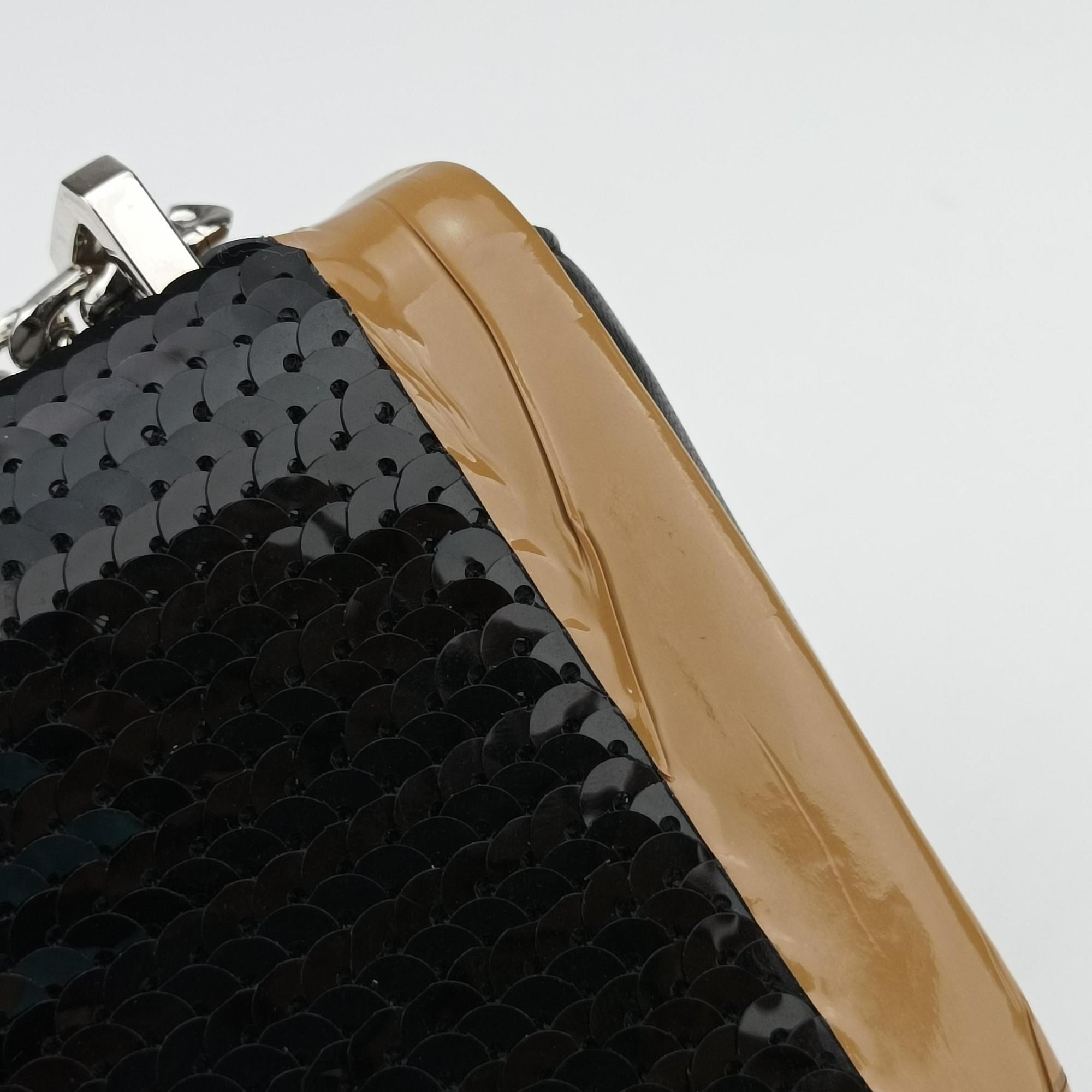 Secondhand Burberry TB structured Black × Brown Leather × Sequins  shoulderbag | stylenewstar