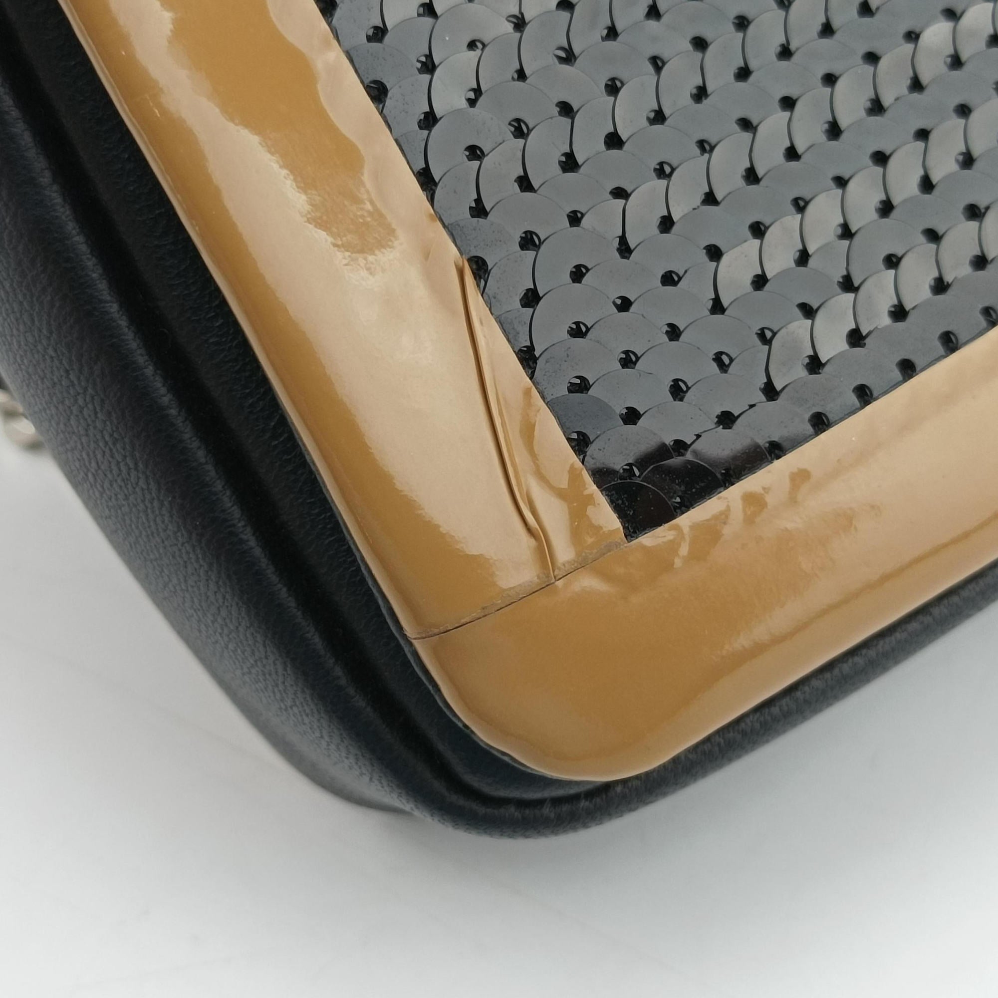 Secondhand Burberry TB structured Black × Brown Leather × Sequins  shoulderbag | stylenewstar