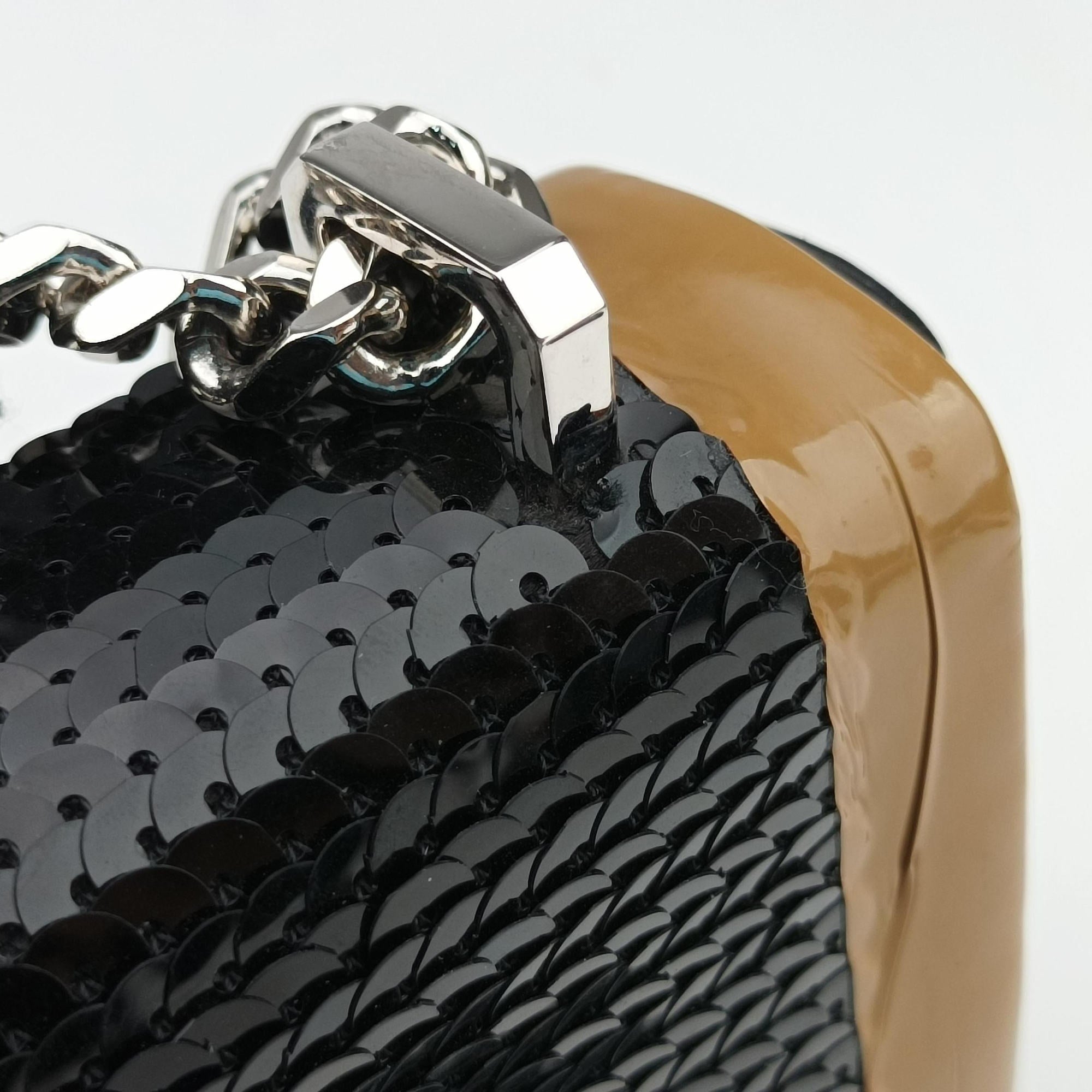 Secondhand Burberry TB structured Black × Brown Leather × Sequins  shoulderbag | stylenewstar