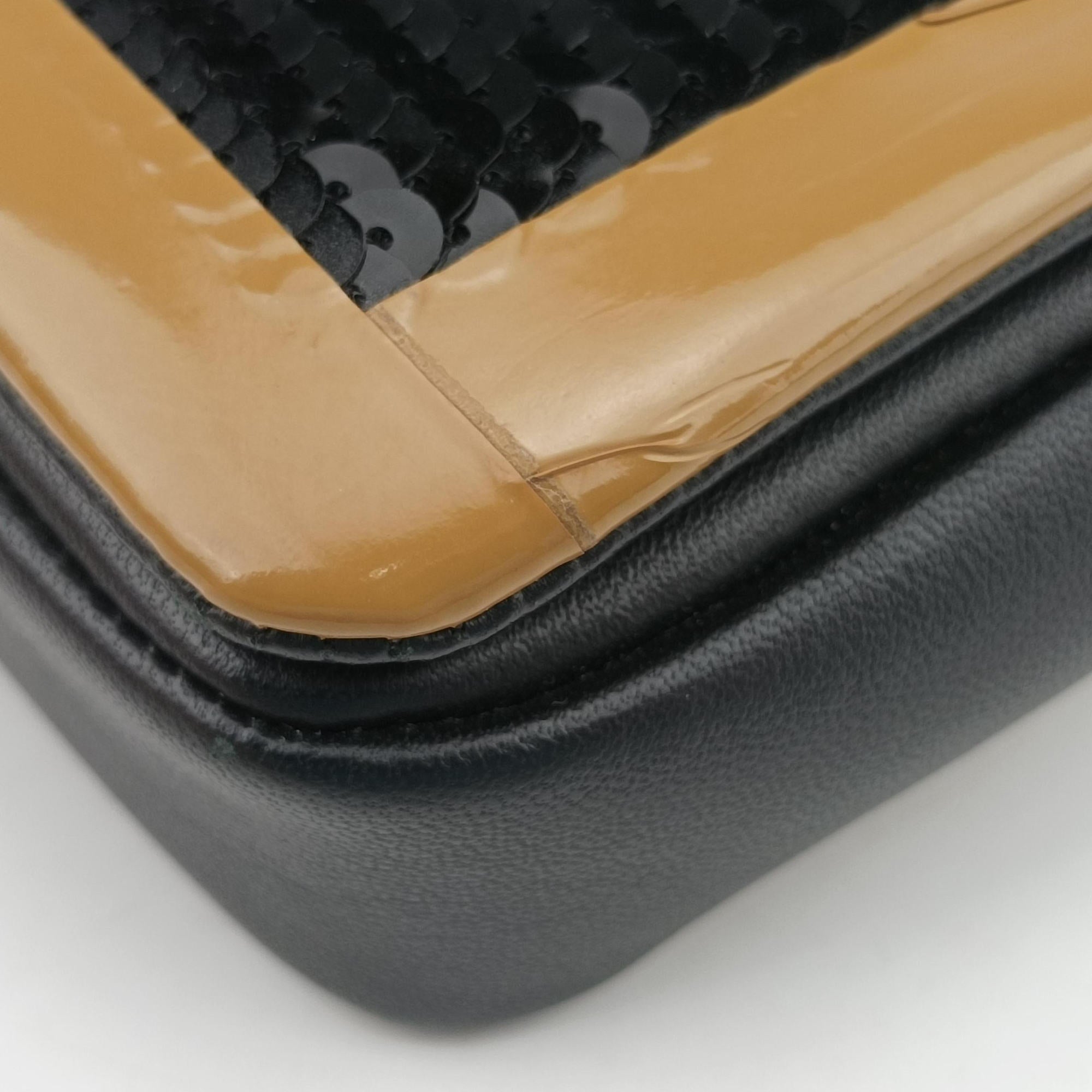 Secondhand Burberry TB structured Black × Brown Leather × Sequins  shoulderbag | stylenewstar