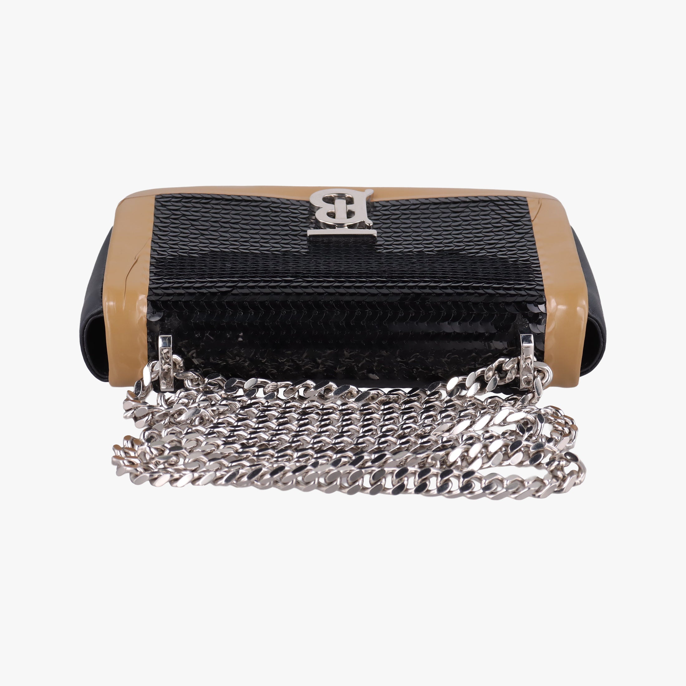 Secondhand Burberry TB structured Black × Brown Leather × Sequins  shoulderbag | stylenewstar