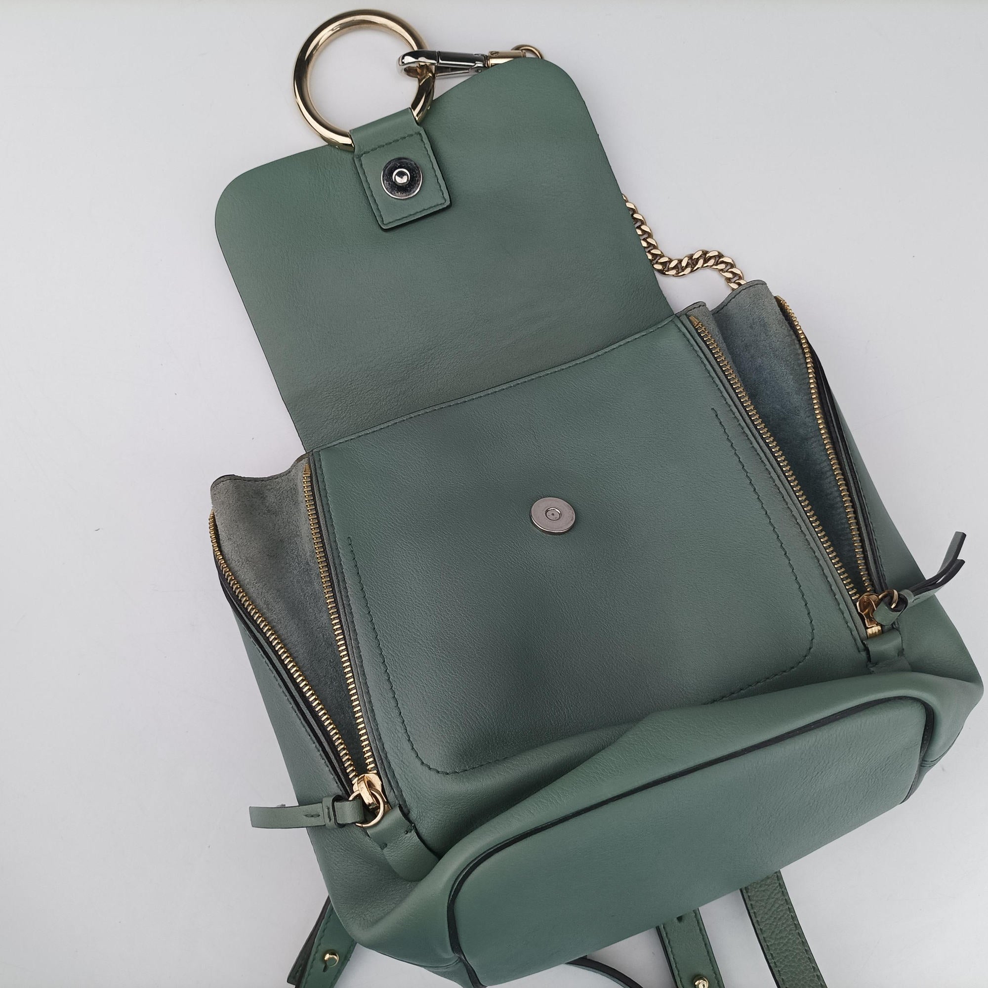 Pre-owned Chloe FAYE mini Blue Suede × leather  backpack/rucksack | stylenewstar