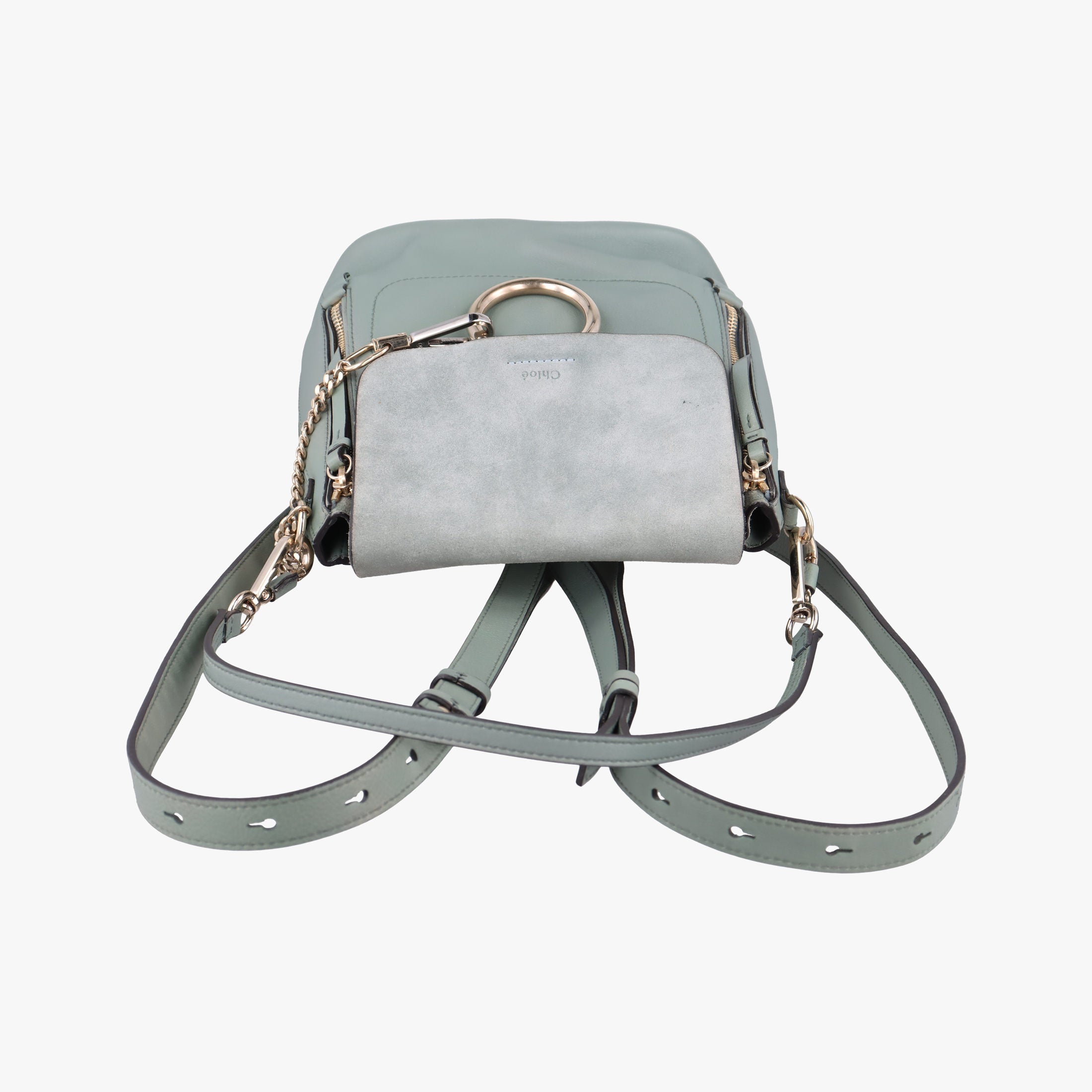 Pre-owned Chloe FAYE mini Blue Suede × leather  backpack/rucksack | stylenewstar