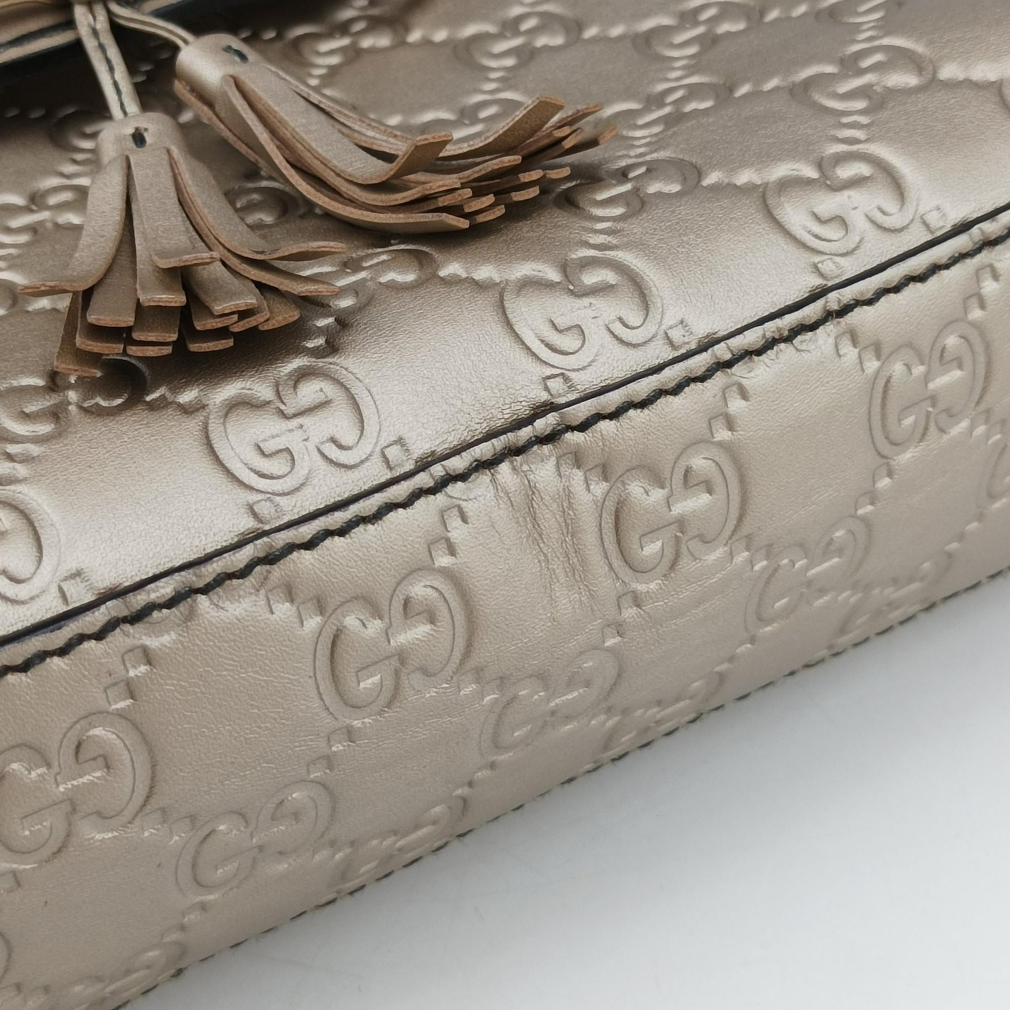 Pre-owned Gucci Emily Golden Leather 295402 shoulderbag | stylenewstar