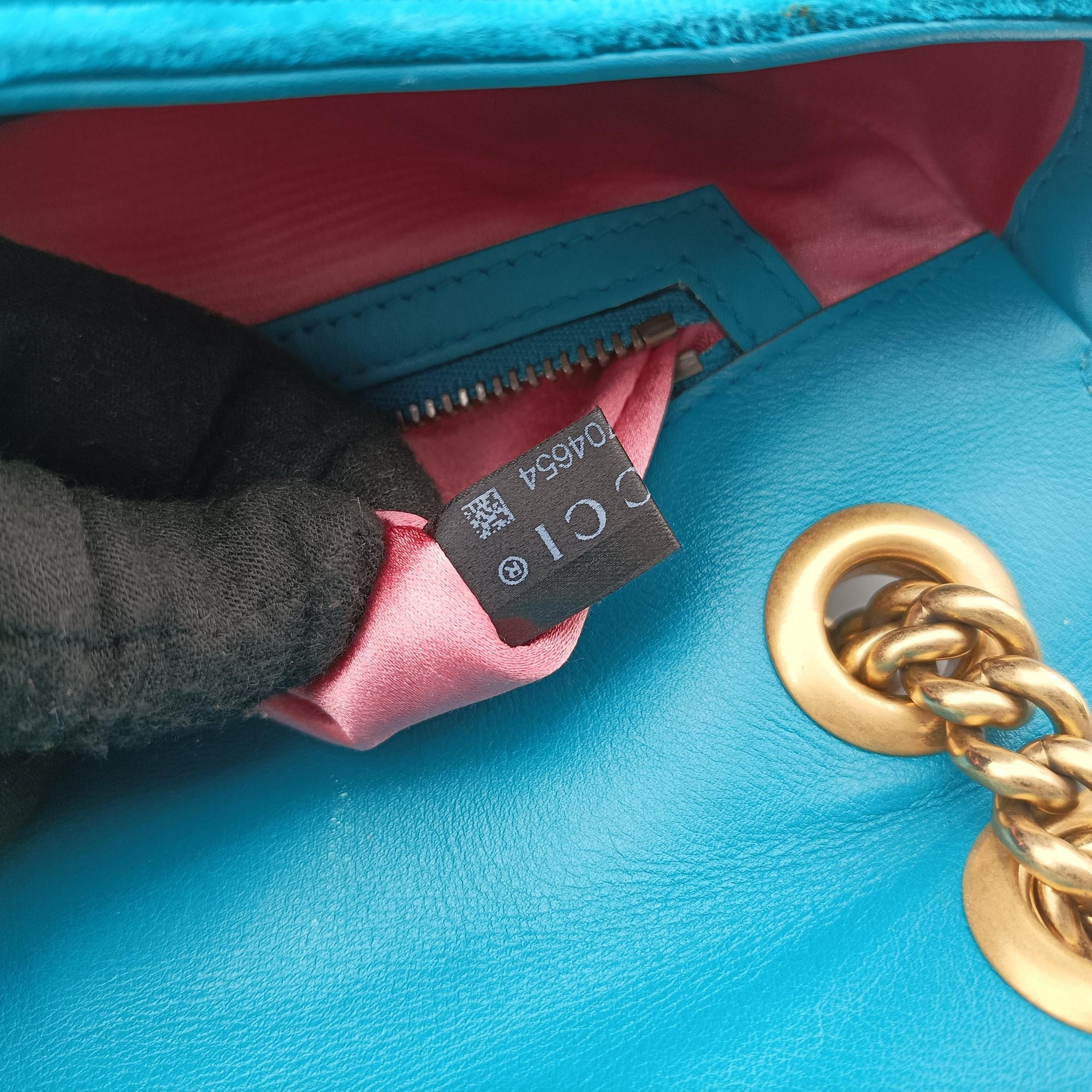 Pre-owned Gucci GG Marmont Blue velour 443497 shoulderbag | stylenewstar