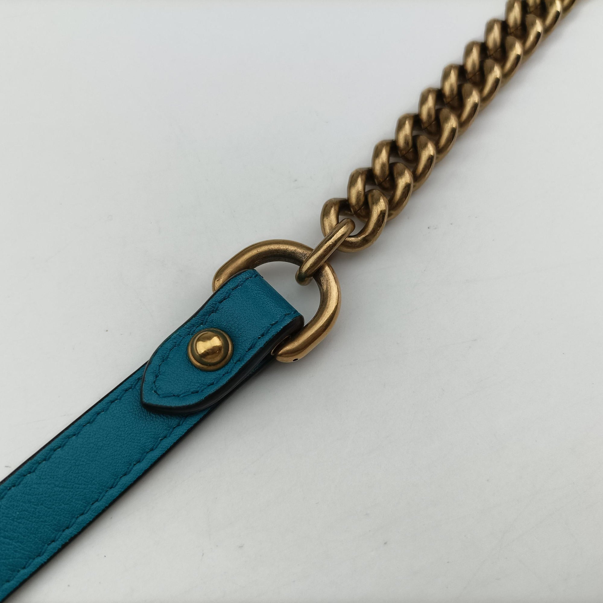 Pre-owned Gucci GG Marmont Blue velour 443497 shoulderbag | stylenewstar