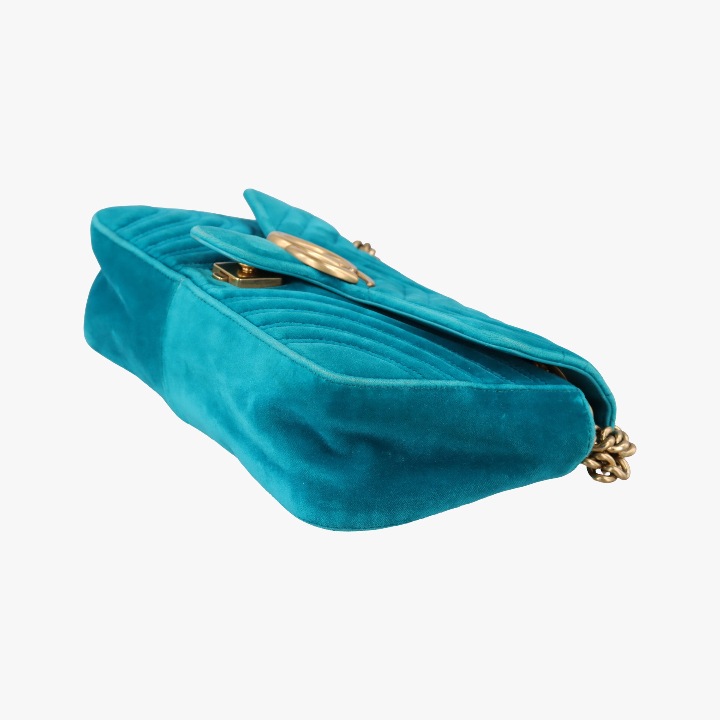 Pre-owned Gucci GG Marmont Blue velour 443497 shoulderbag | stylenewstar