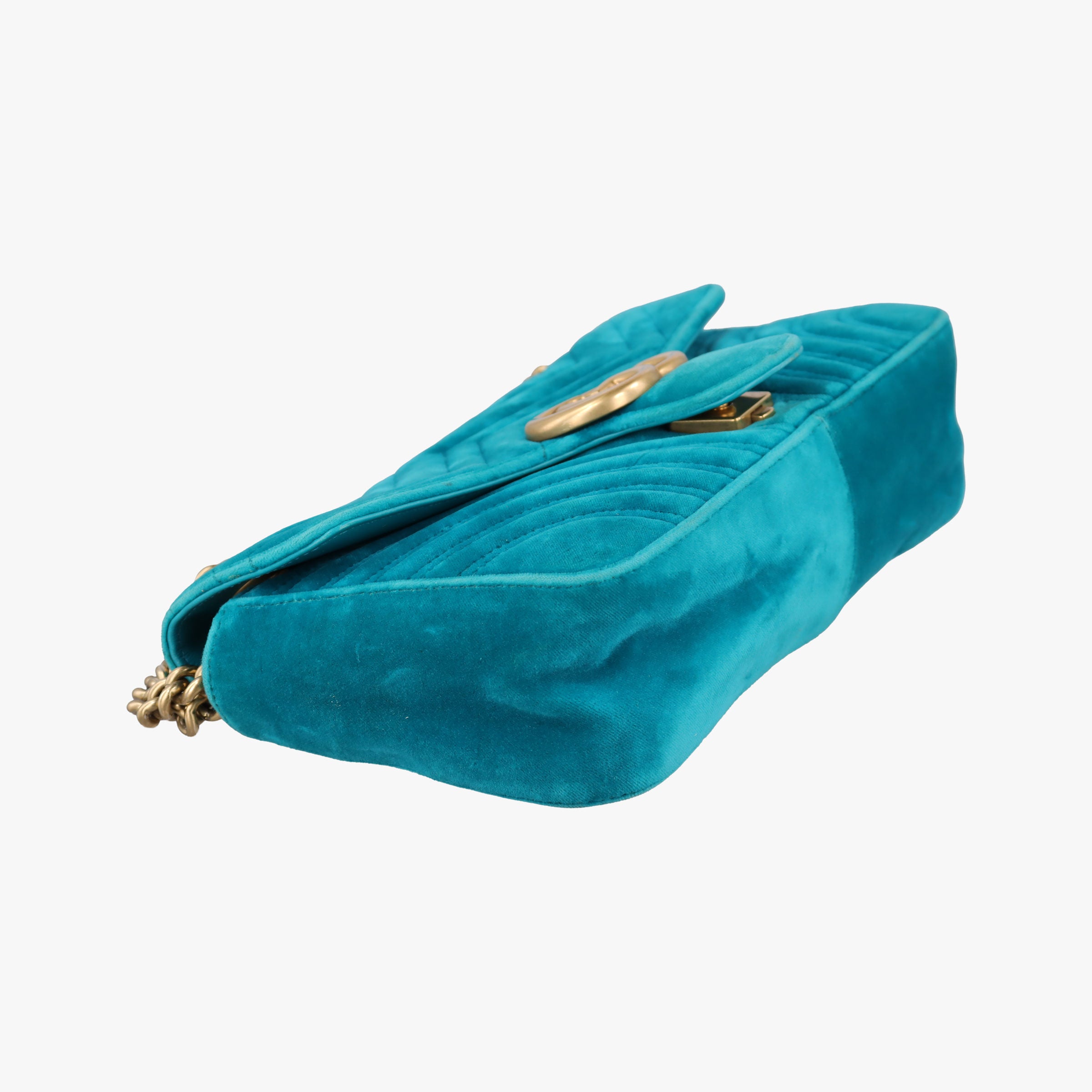 Pre-owned Gucci GG Marmont Blue velour 443497 shoulderbag | stylenewstar