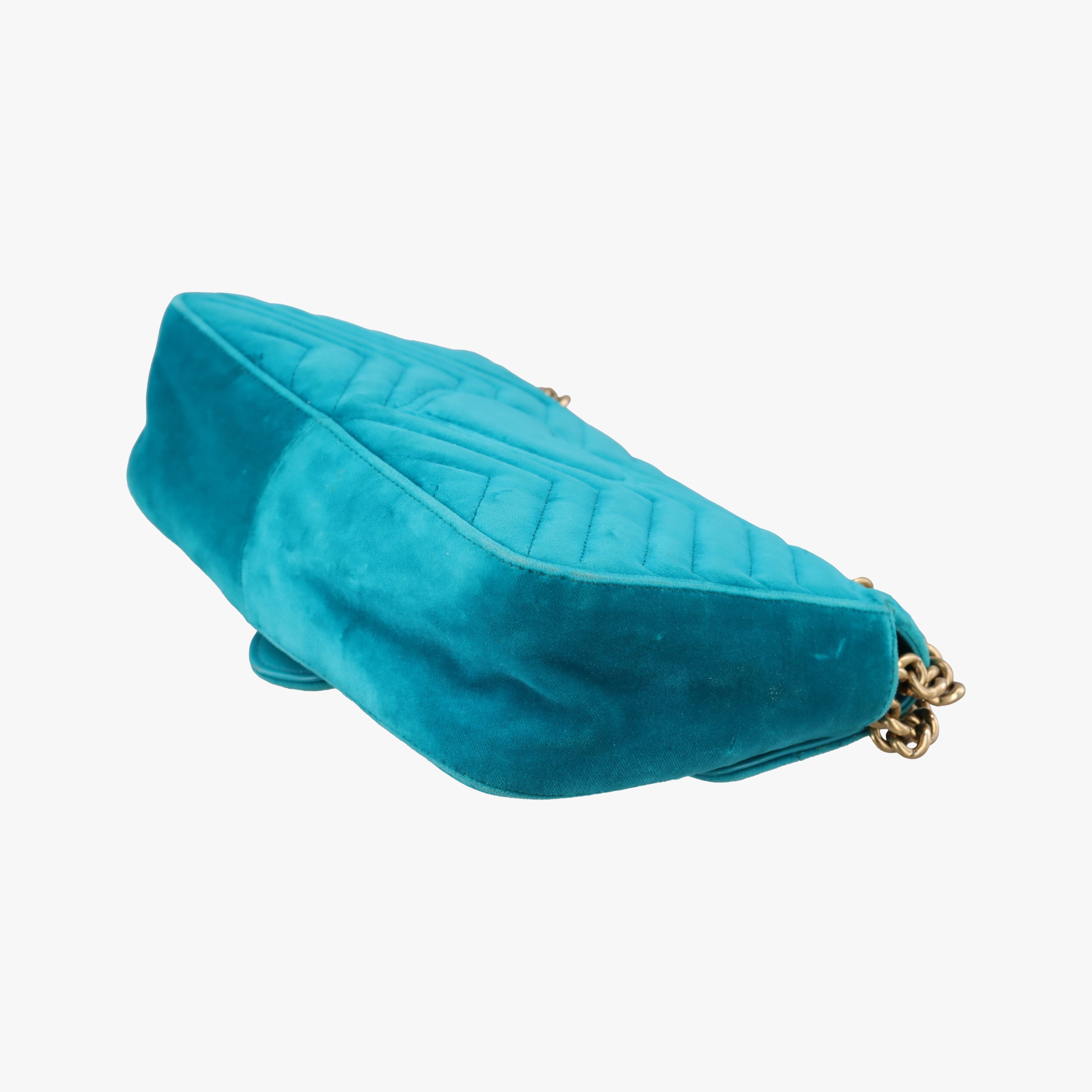 Pre-owned Gucci GG Marmont Blue velour 443497 shoulderbag | stylenewstar