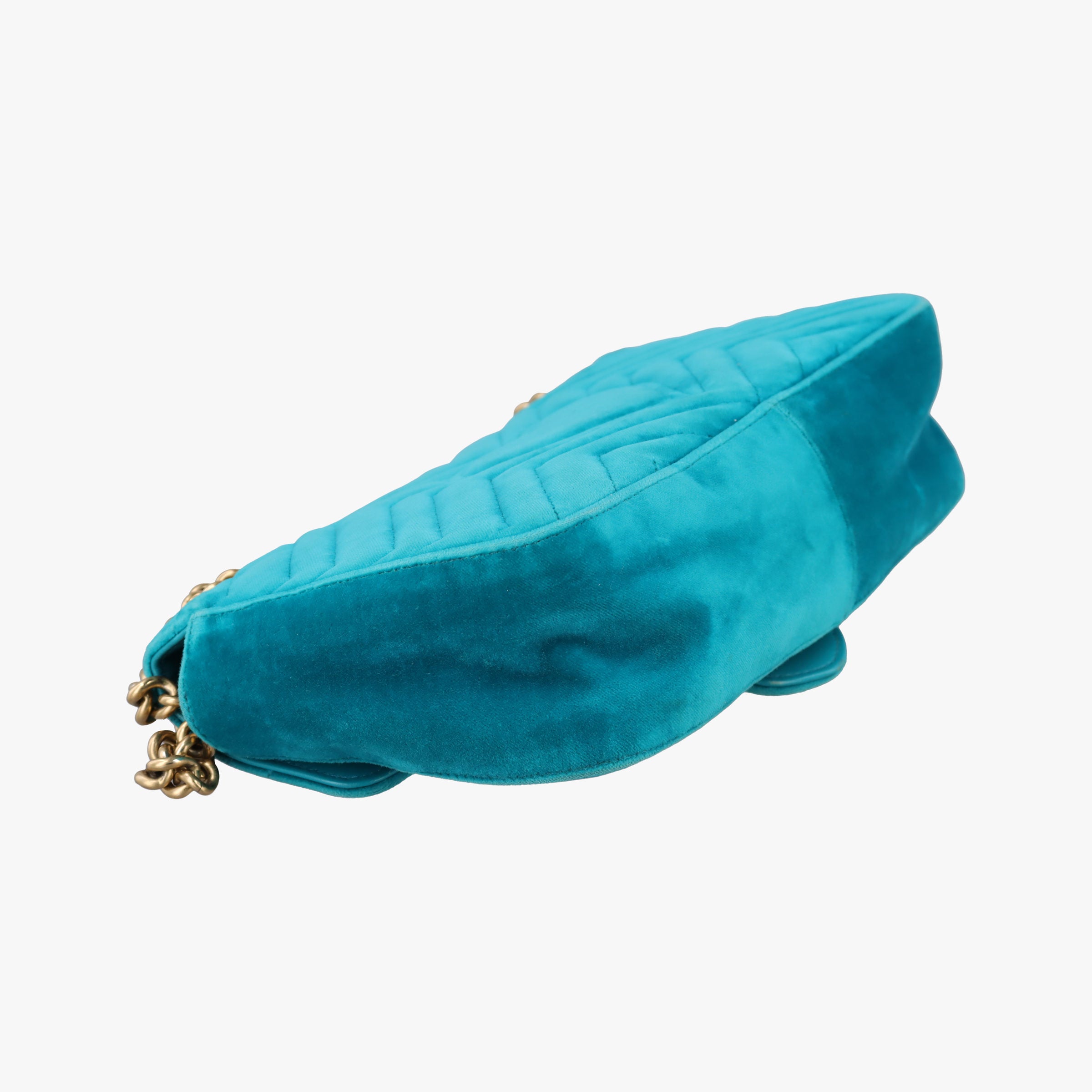 Pre-owned Gucci GG Marmont Blue velour 443497 shoulderbag | stylenewstar