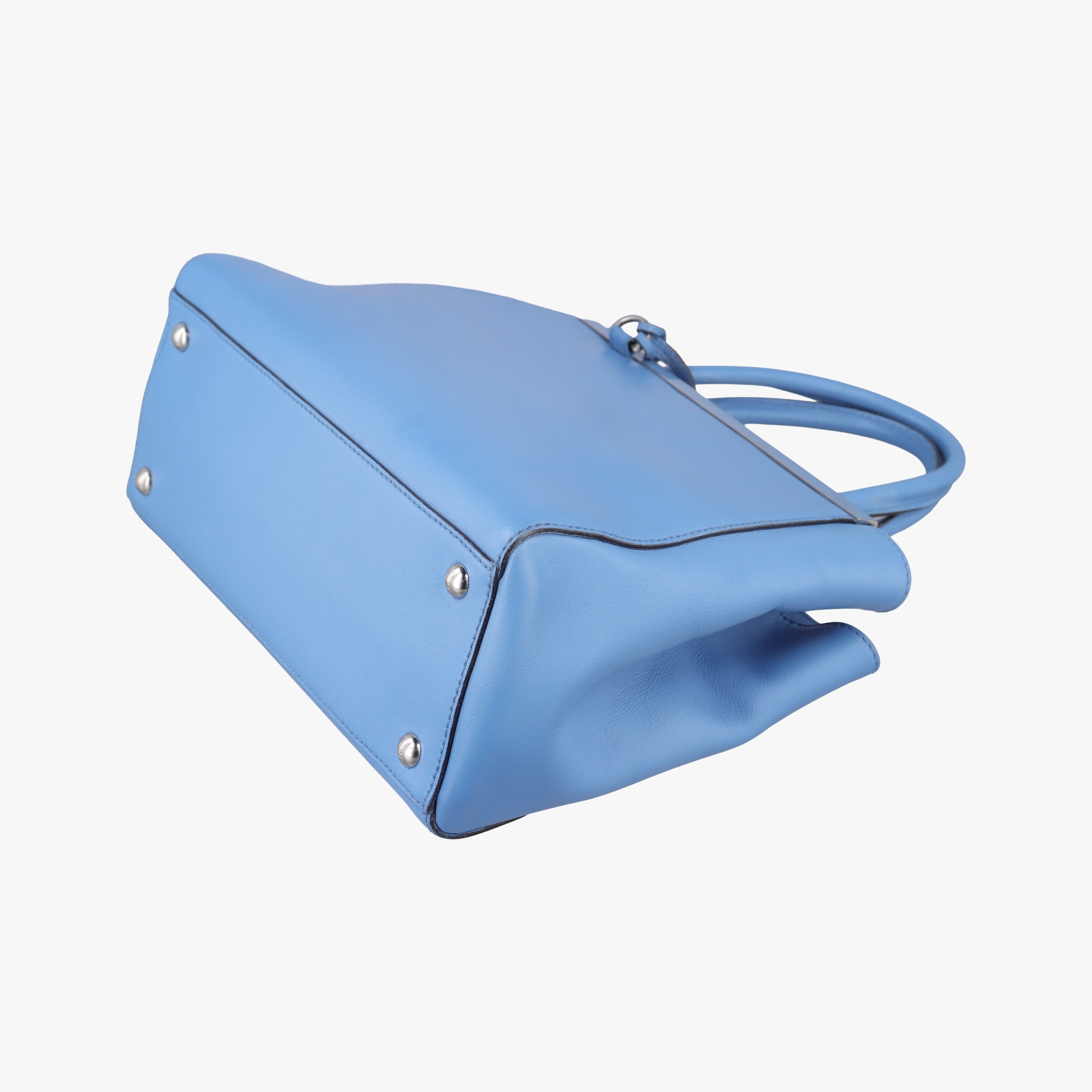 Pre-owned Fendi Petite 2 JOURS Blue Leather 8BH253 shoulderbag | stylenewstar
