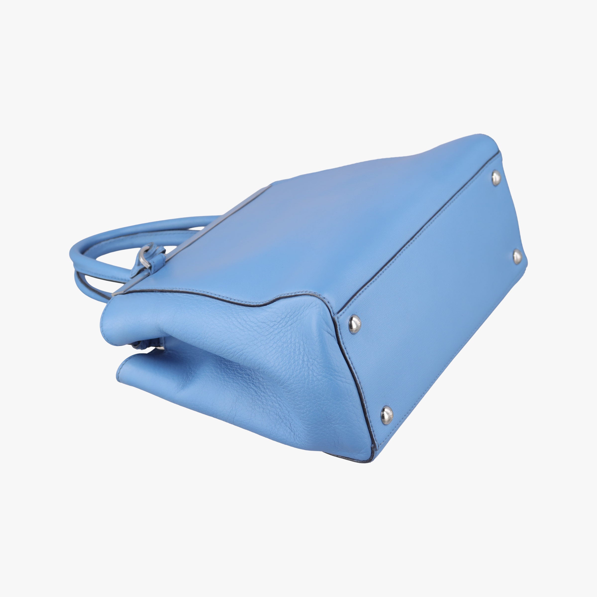 Pre-owned Fendi Petite 2 JOURS Blue Leather 8BH253 shoulderbag | stylenewstar