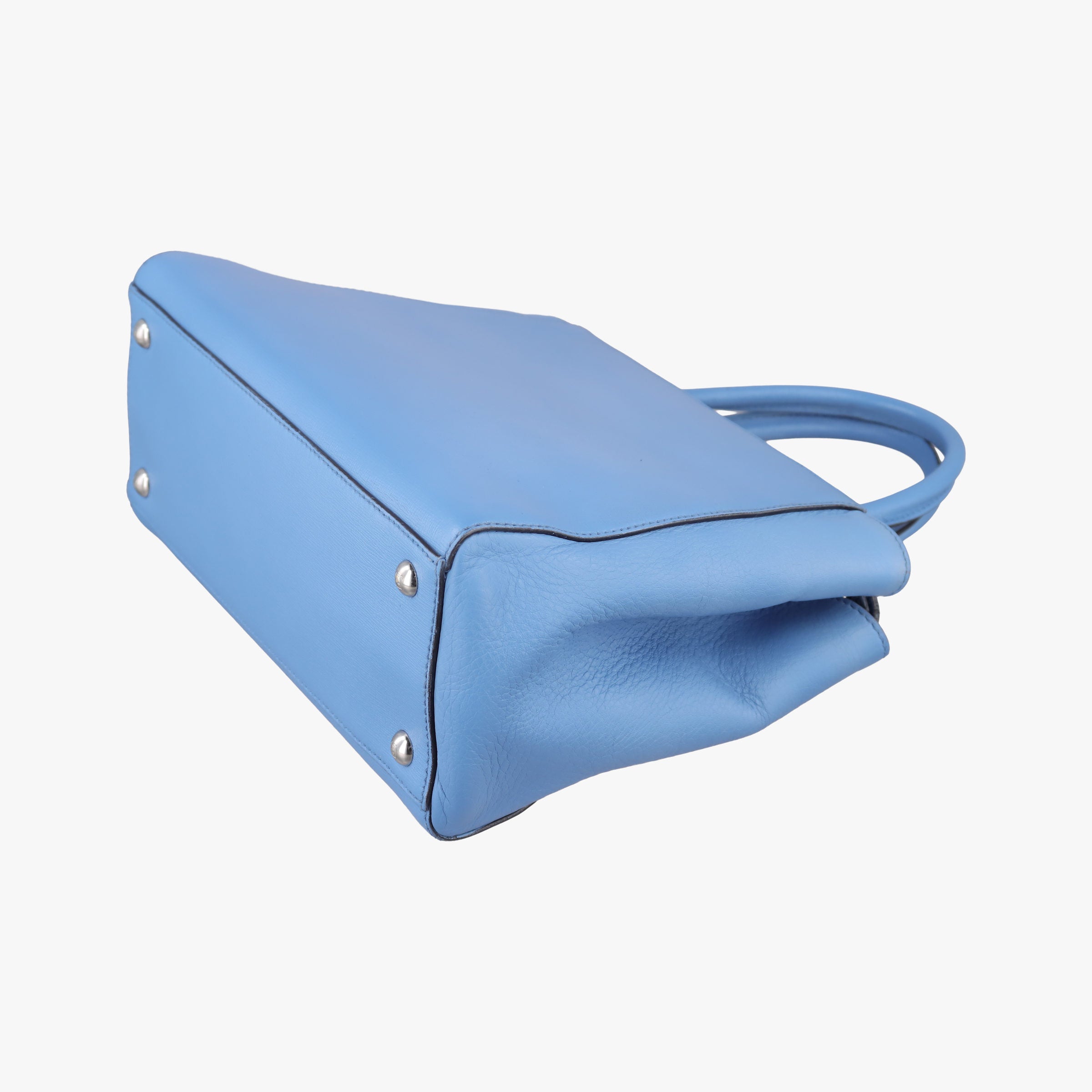 Pre-owned Fendi Petite 2 JOURS Blue Leather 8BH253 shoulderbag | stylenewstar