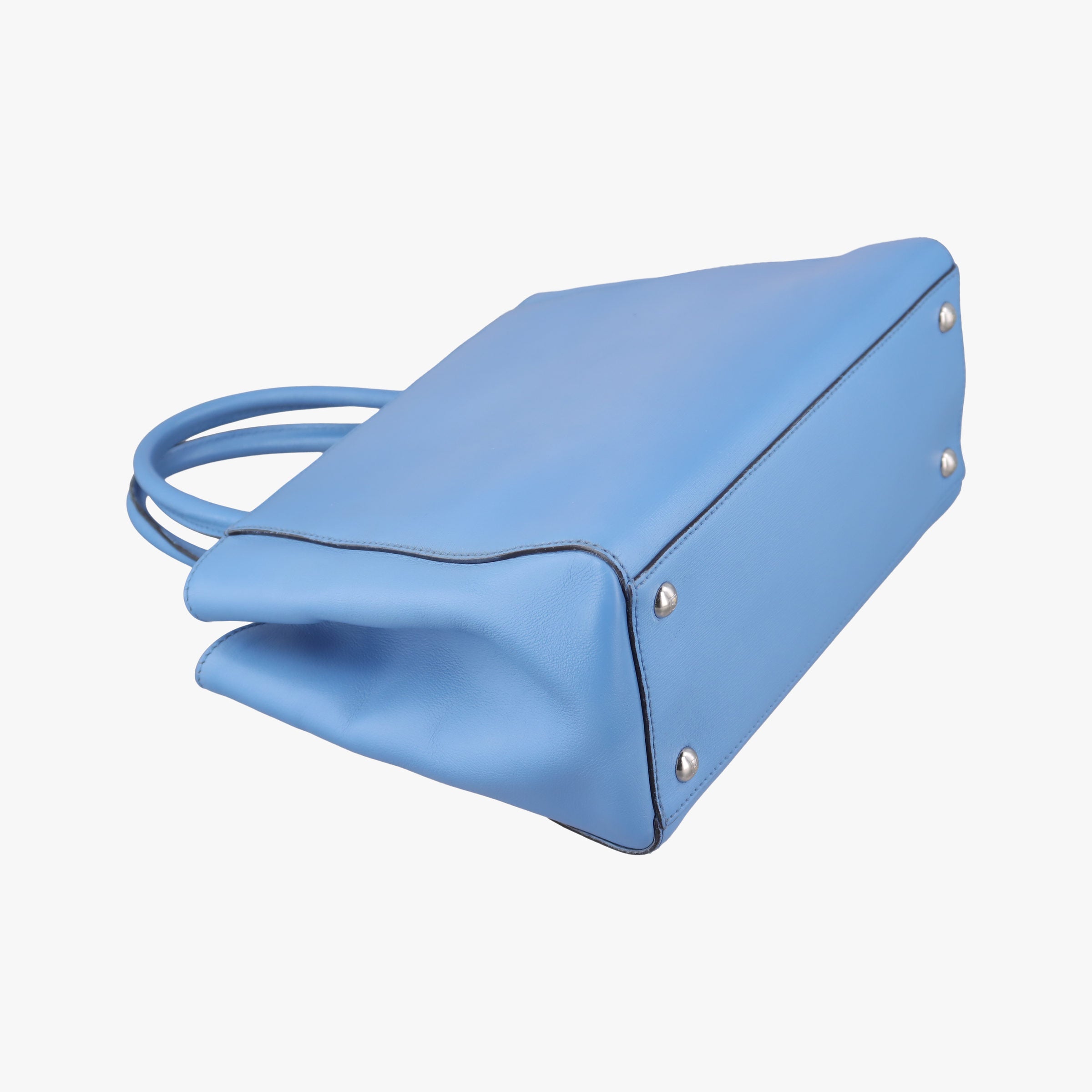 Pre-owned Fendi Petite 2 JOURS Blue Leather 8BH253 shoulderbag | stylenewstar
