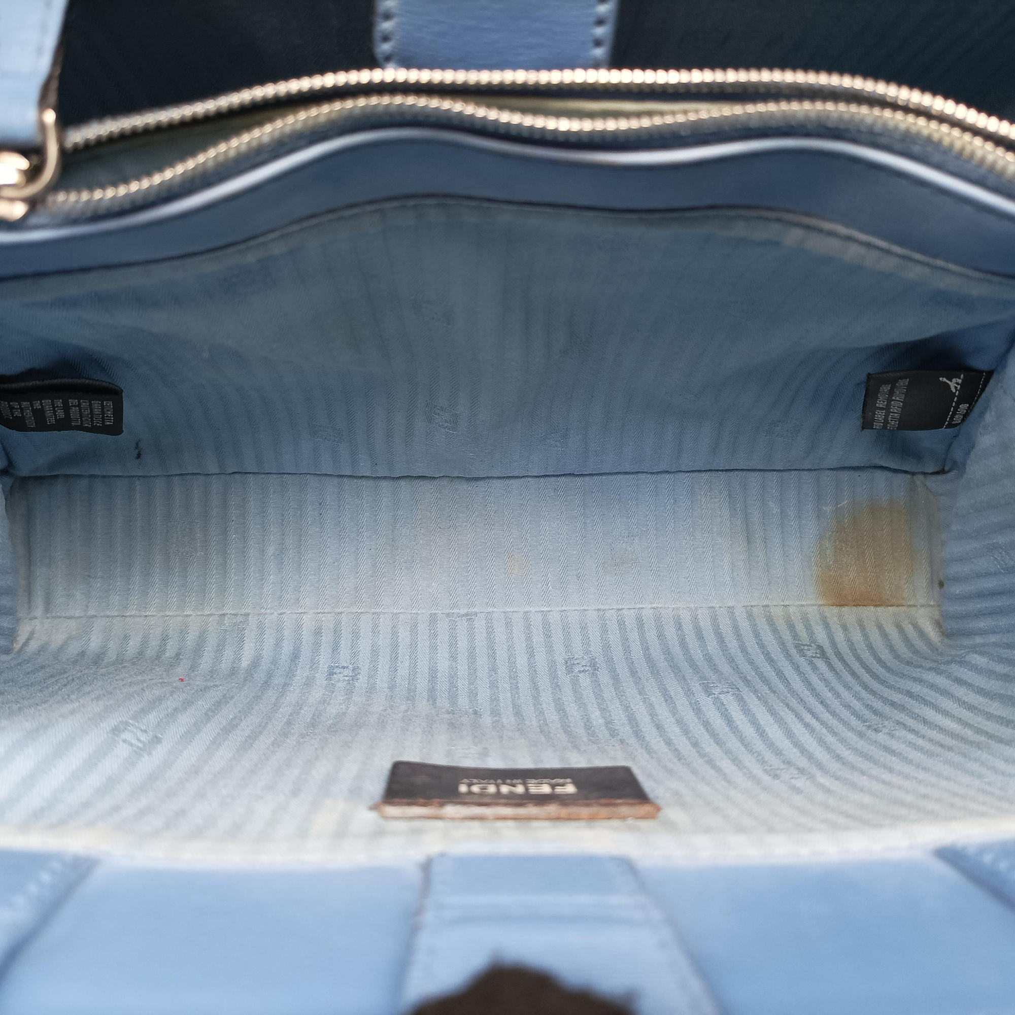 Pre-owned Fendi Petite 2 JOURS Blue Leather 8BH253 shoulderbag | stylenewstar
