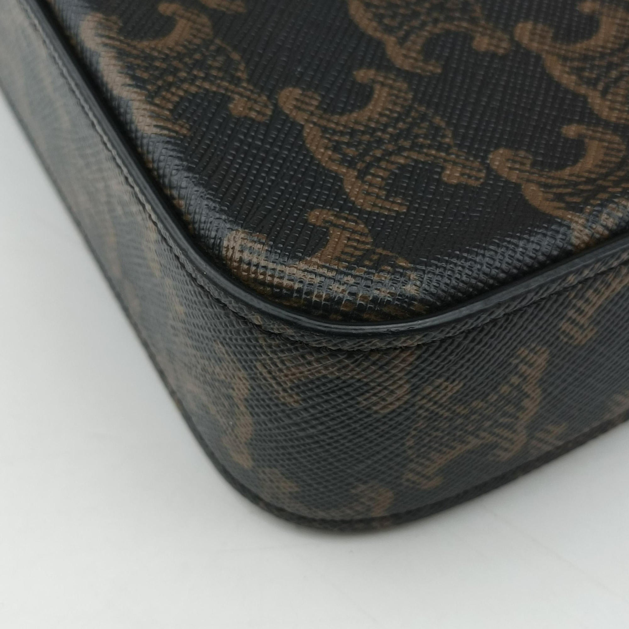 Pre-owned Celine Claude Triomphe Brown PVC coated canvas  shoulderbag | stylenewstar