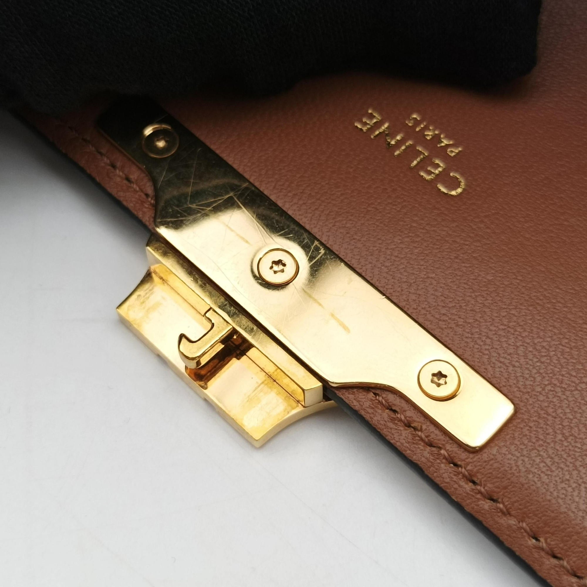 Pre-owned Celine Claude Triomphe Brown PVC coated canvas  shoulderbag | stylenewstar