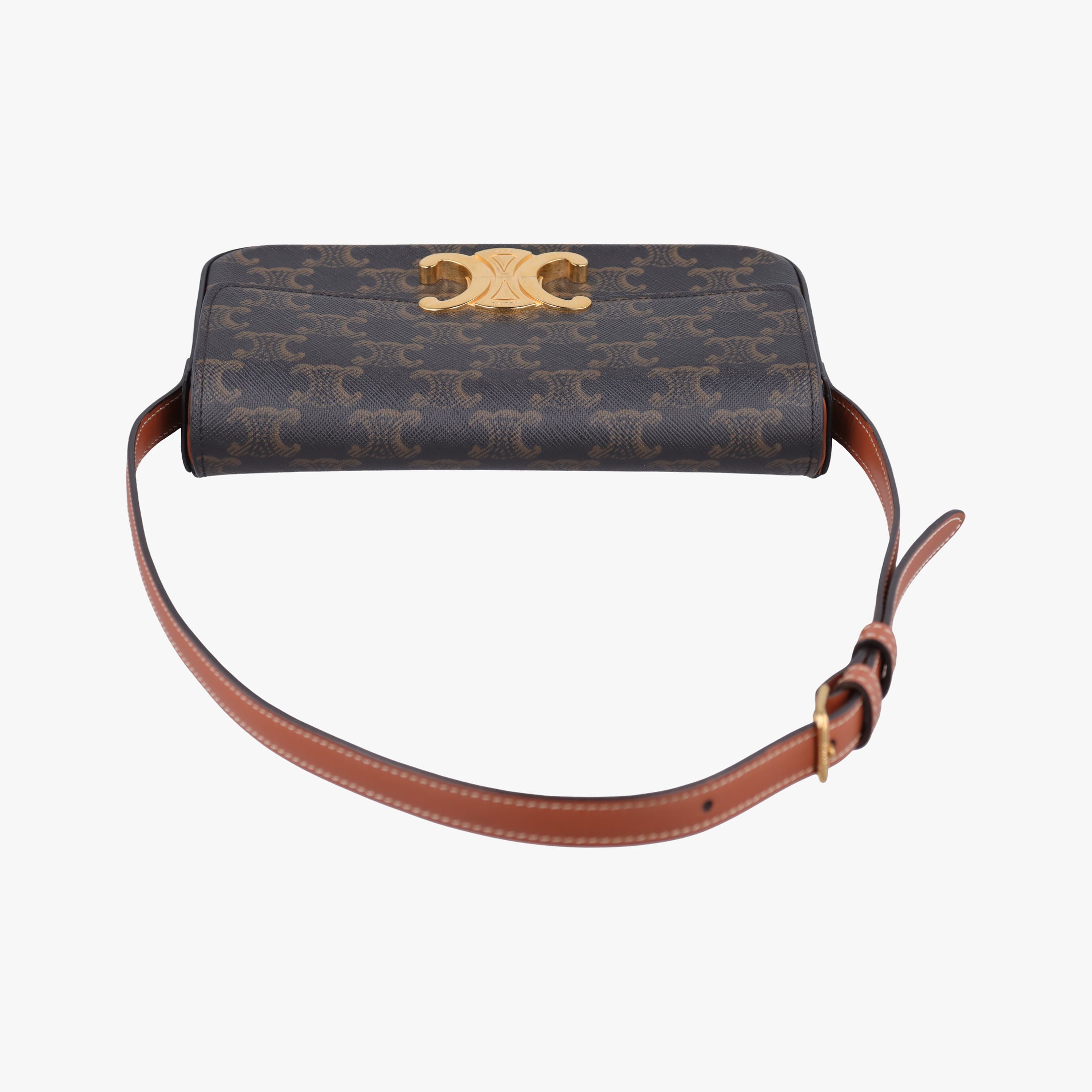 Pre-owned Celine Claude Triomphe Brown PVC coated canvas  shoulderbag | stylenewstar