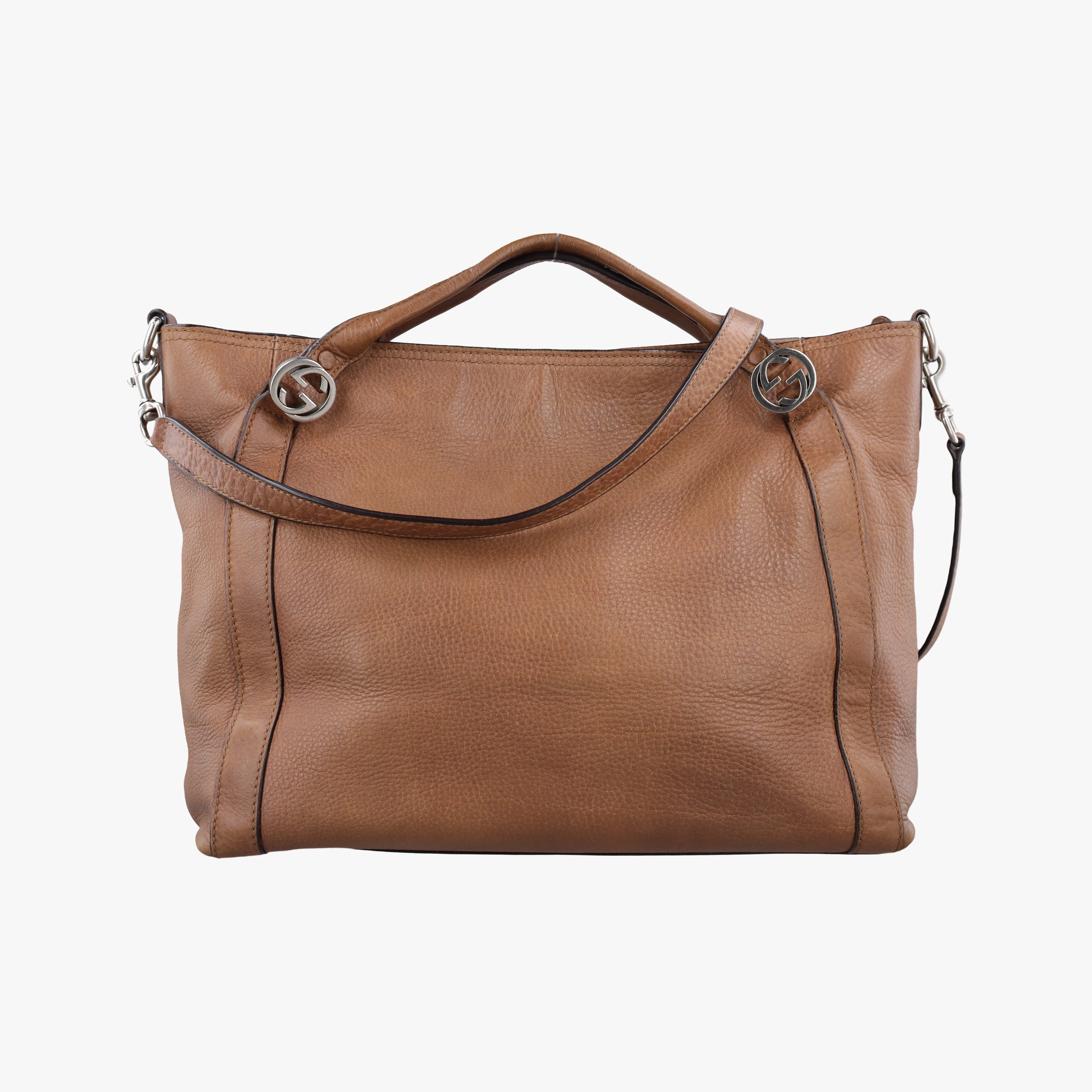 Pre-owned Gucci Miss GG Top Handle Camel Leather 323675 shoulderbag | stylenewstar