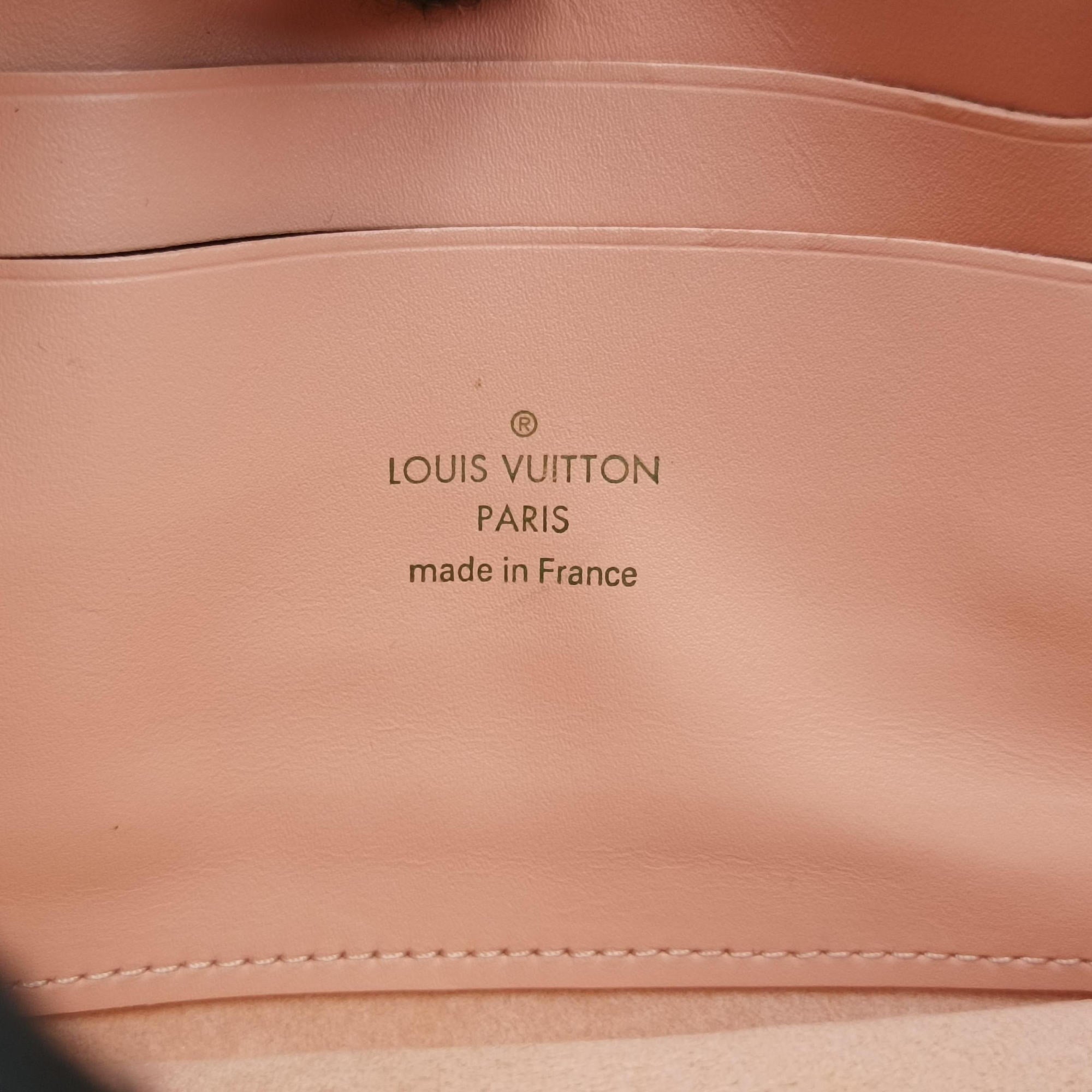 Secondhand Louis Vuitton Pochette Double Zip EBENE×Rose Ballerine Damier Canvas N60254 shoulderbag | stylenewstar