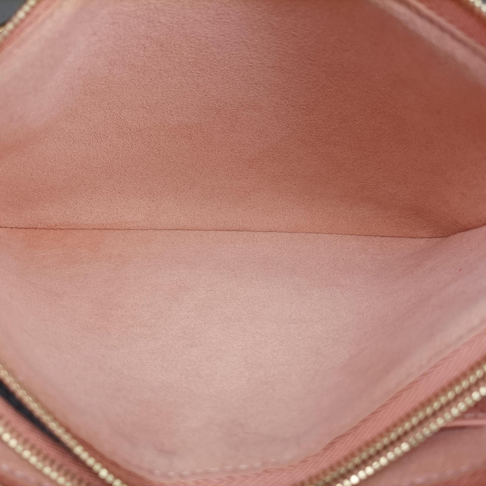 Secondhand Louis Vuitton Pochette Double Zip EBENE×Rose Ballerine Damier Canvas N60254 shoulderbag | stylenewstar