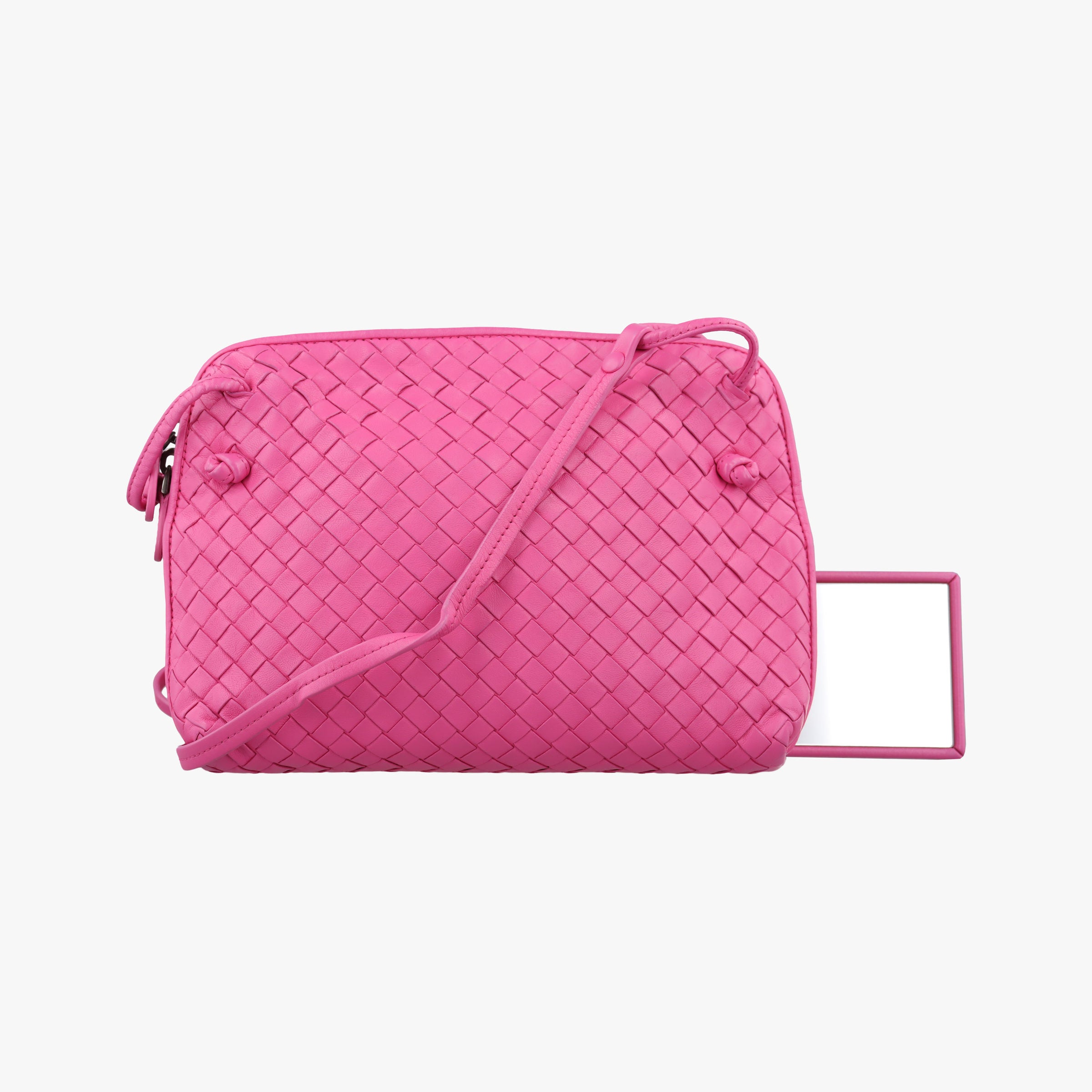 Pre-owned Bottega Veneta NODINI Intrecciato Rose lambskin  shoulderbag | stylenewstar