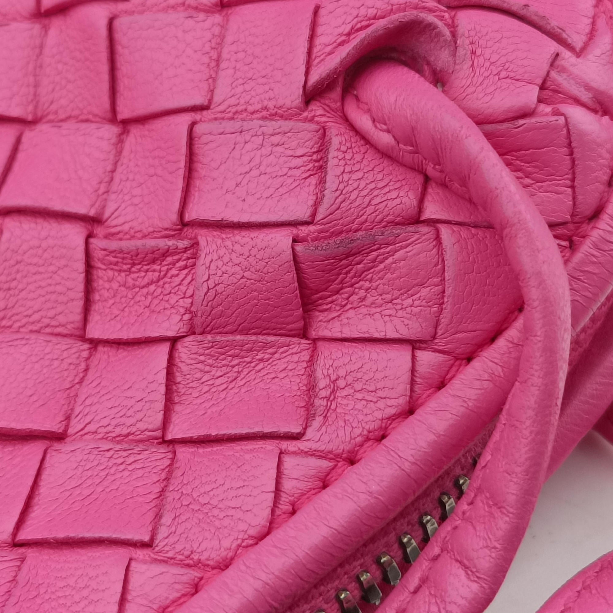 Pre-owned Bottega Veneta NODINI Intrecciato Rose lambskin  shoulderbag | stylenewstar