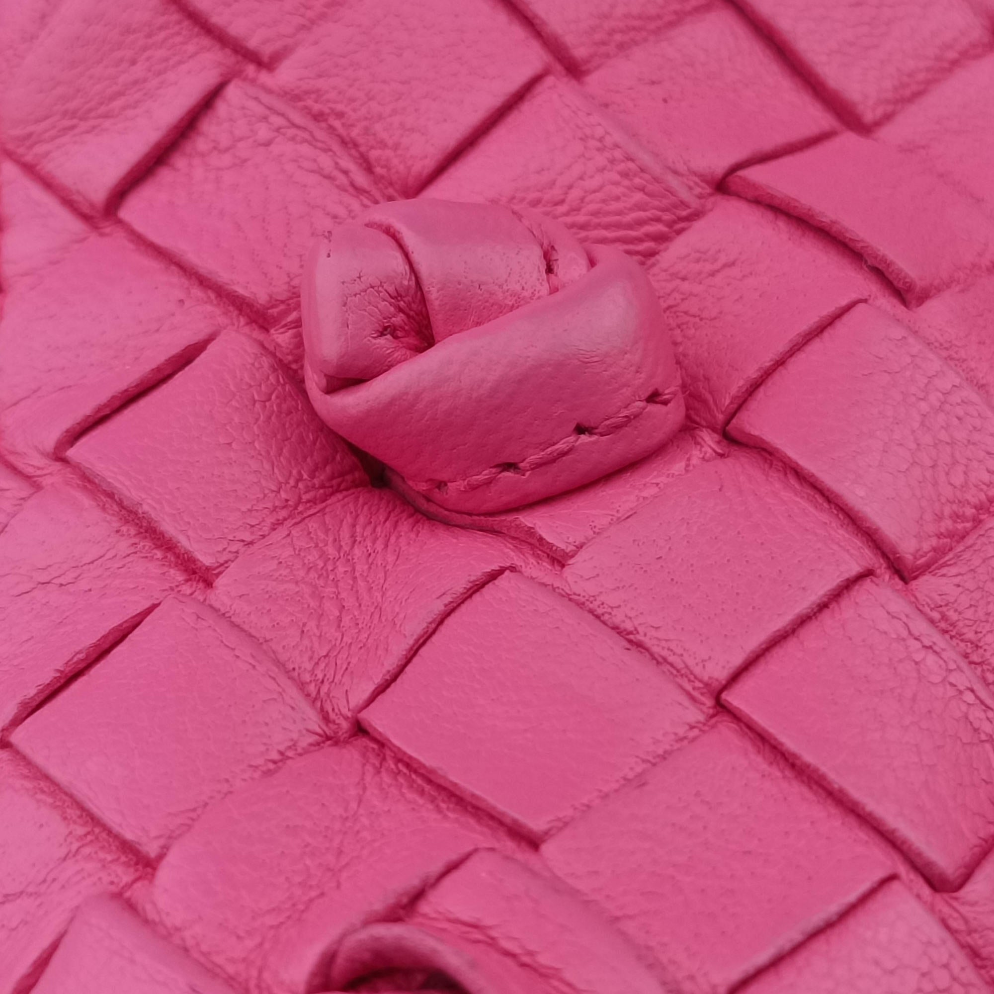 Pre-owned Bottega Veneta NODINI Intrecciato Rose lambskin  shoulderbag | stylenewstar