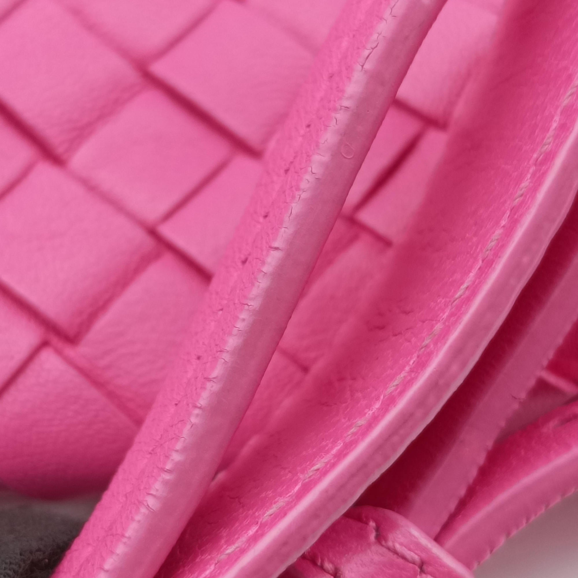 Pre-owned Bottega Veneta NODINI Intrecciato Rose lambskin  shoulderbag | stylenewstar