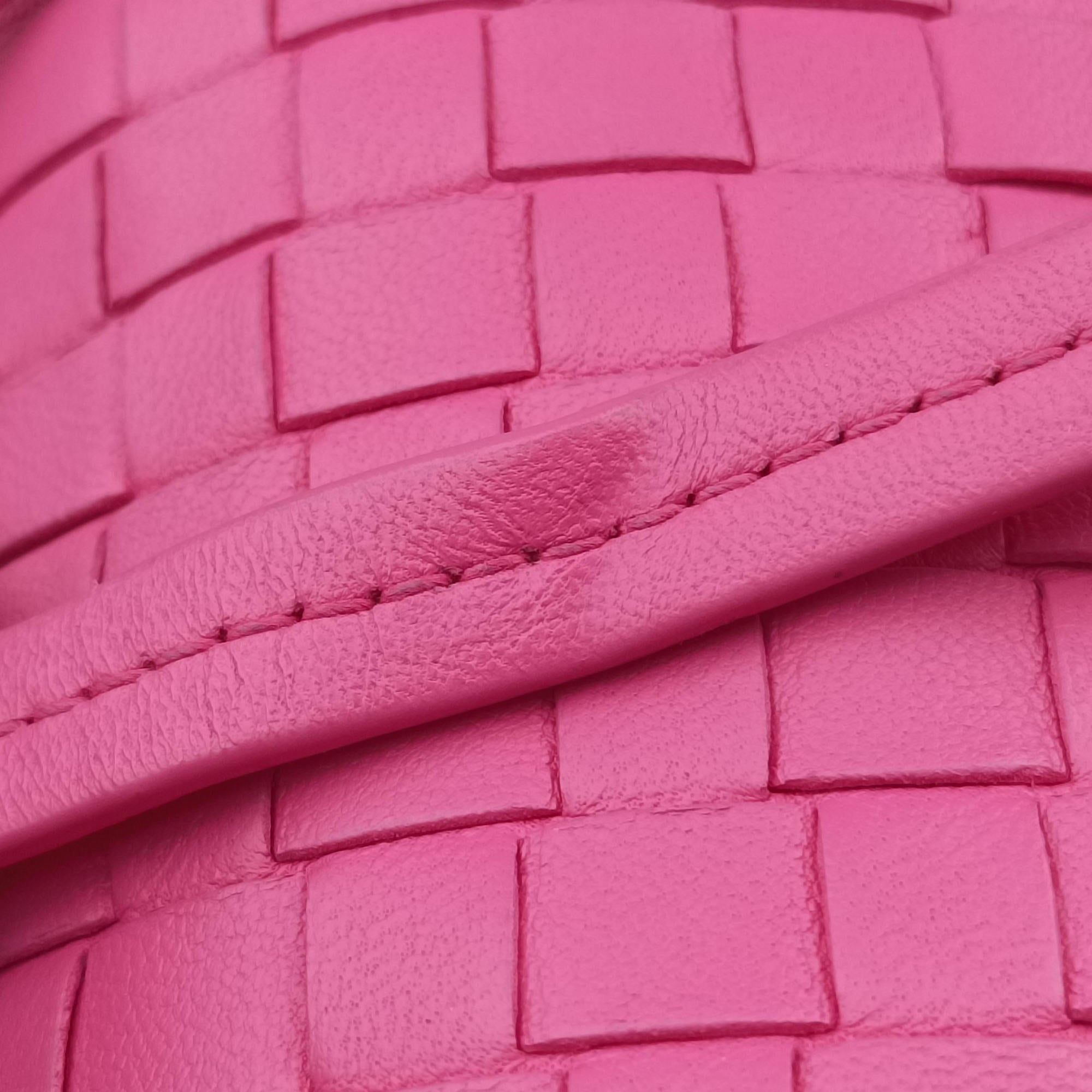 Pre-owned Bottega Veneta NODINI Intrecciato Rose lambskin  shoulderbag | stylenewstar