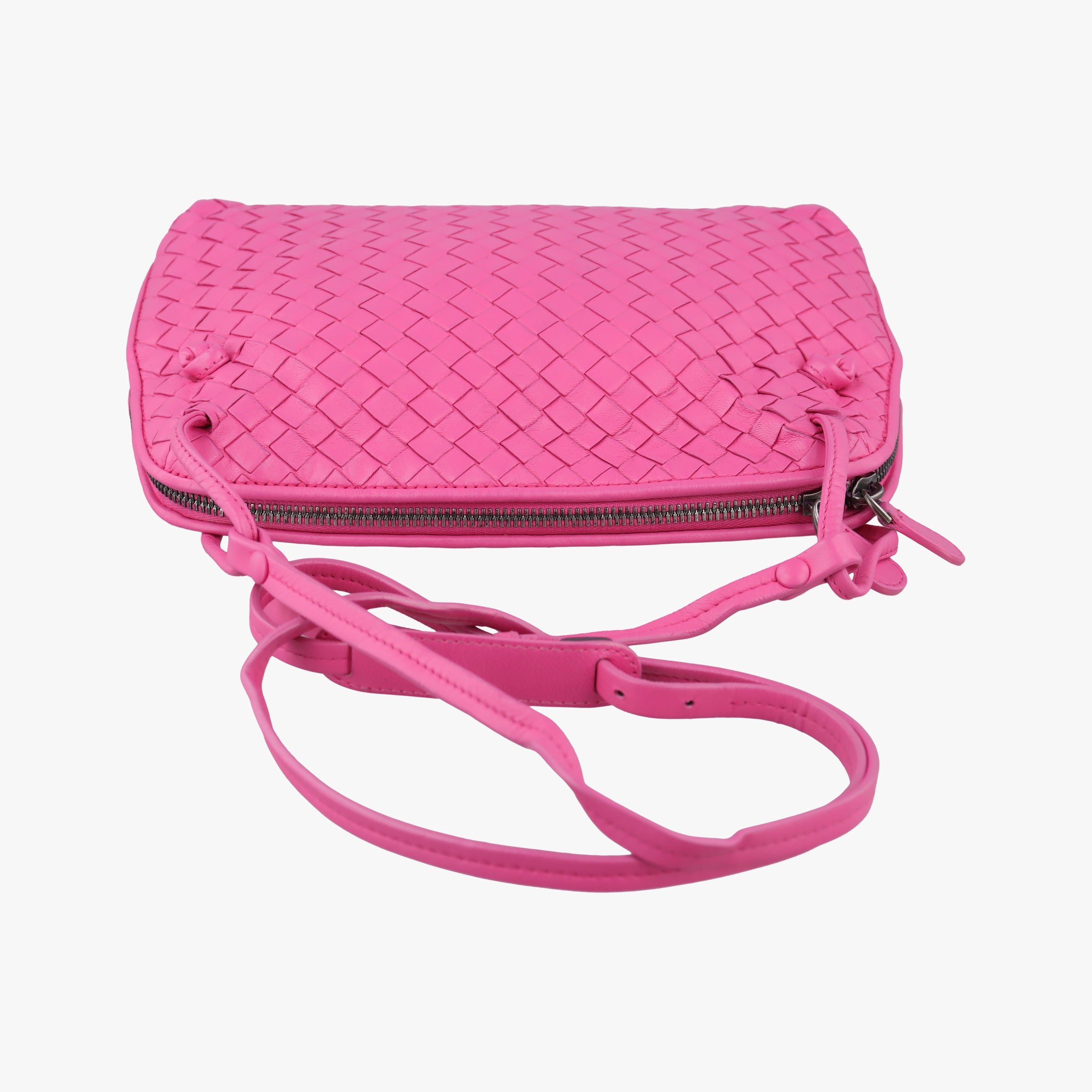 Pre-owned Bottega Veneta NODINI Intrecciato Rose lambskin  shoulderbag | stylenewstar