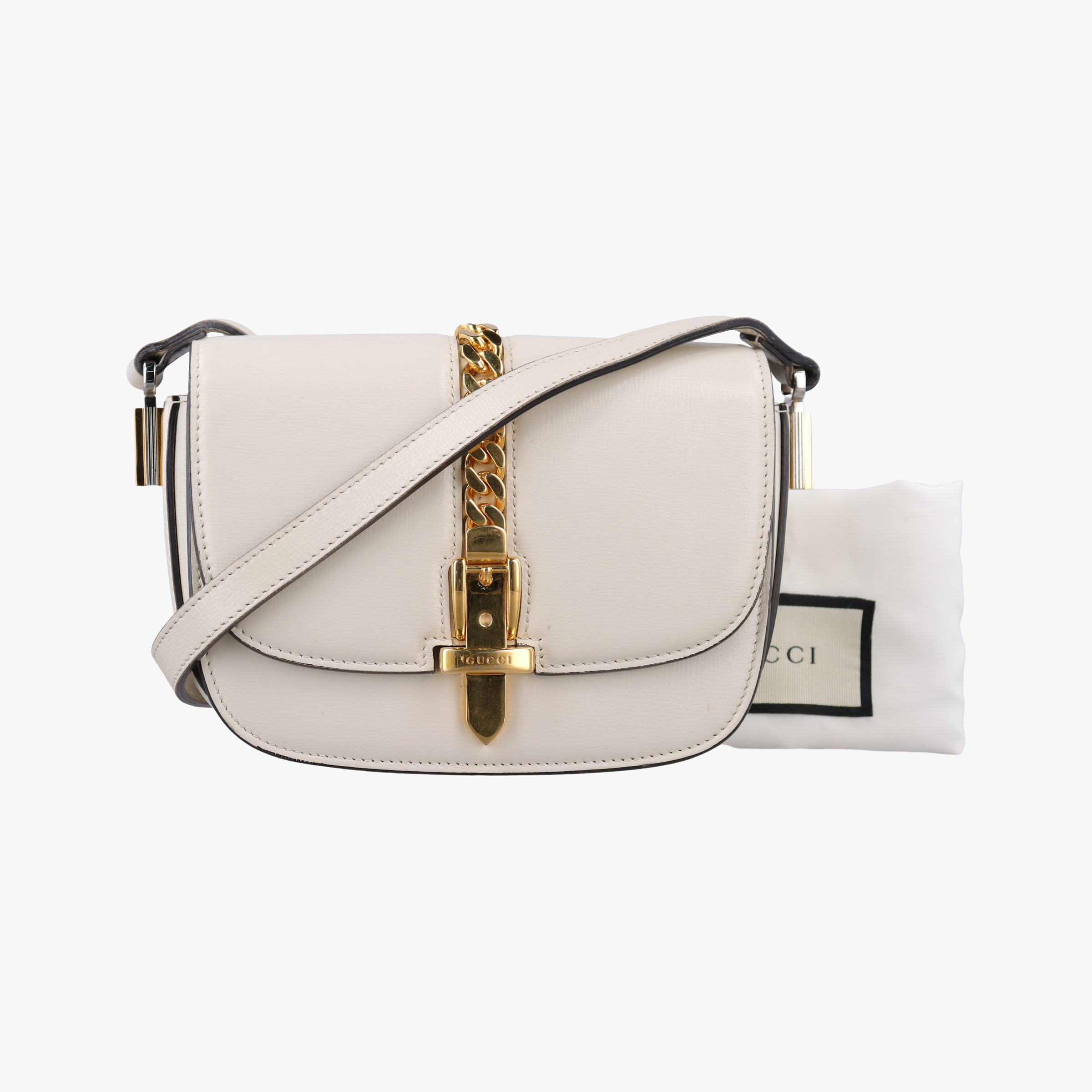 Pre-owned Gucci Sylvie 1969 Mini White Leather 615965 shoulderbag | stylenewstar