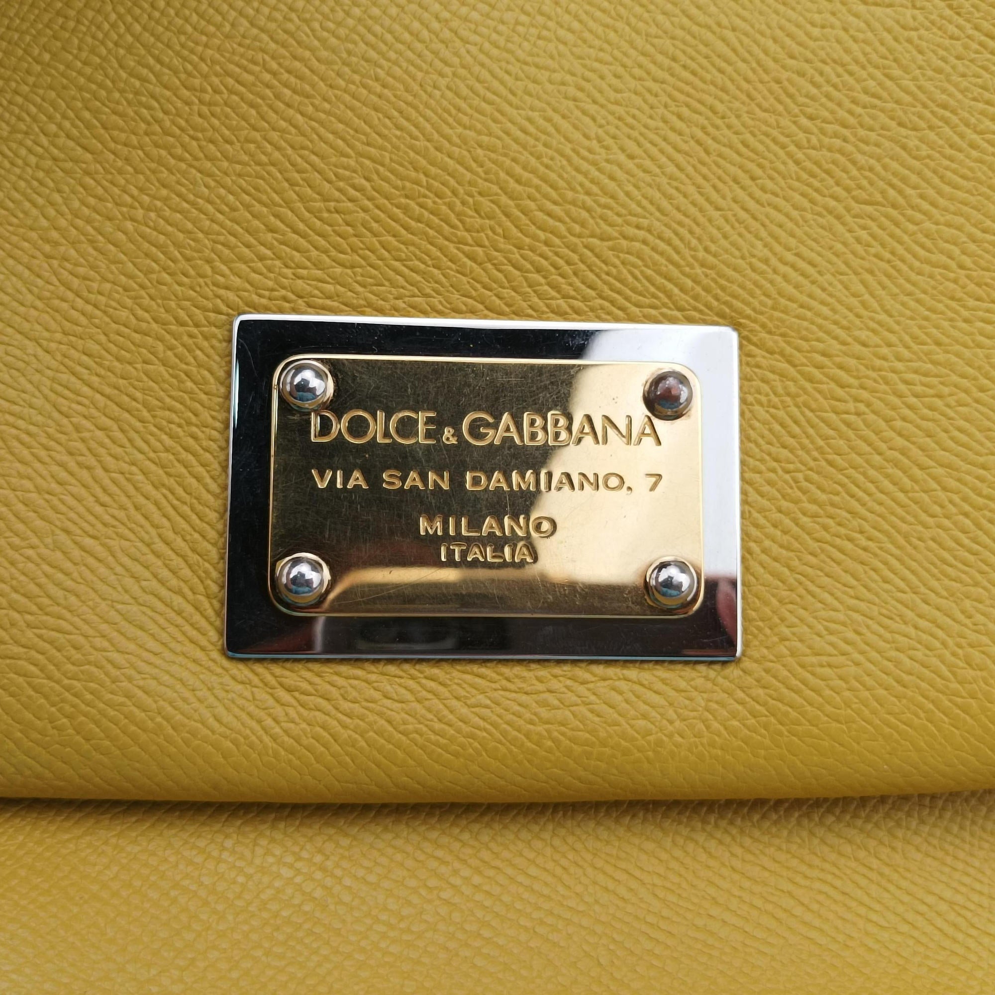 Pre-owned Dolce & Gabbana Sicily Yellow Leather  shoulderbag | stylenewstar