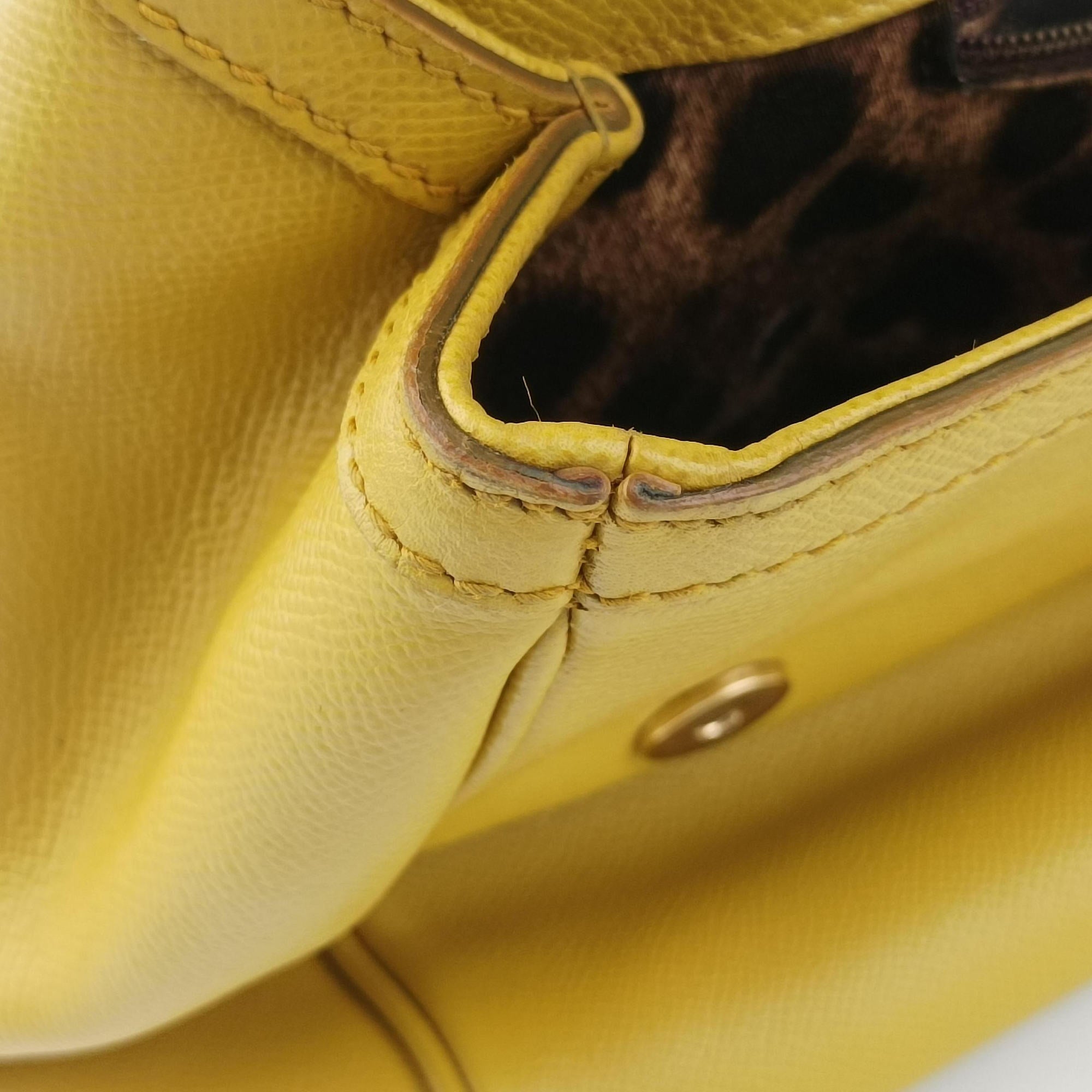 Pre-owned Dolce & Gabbana Sicily Yellow Leather  shoulderbag | stylenewstar