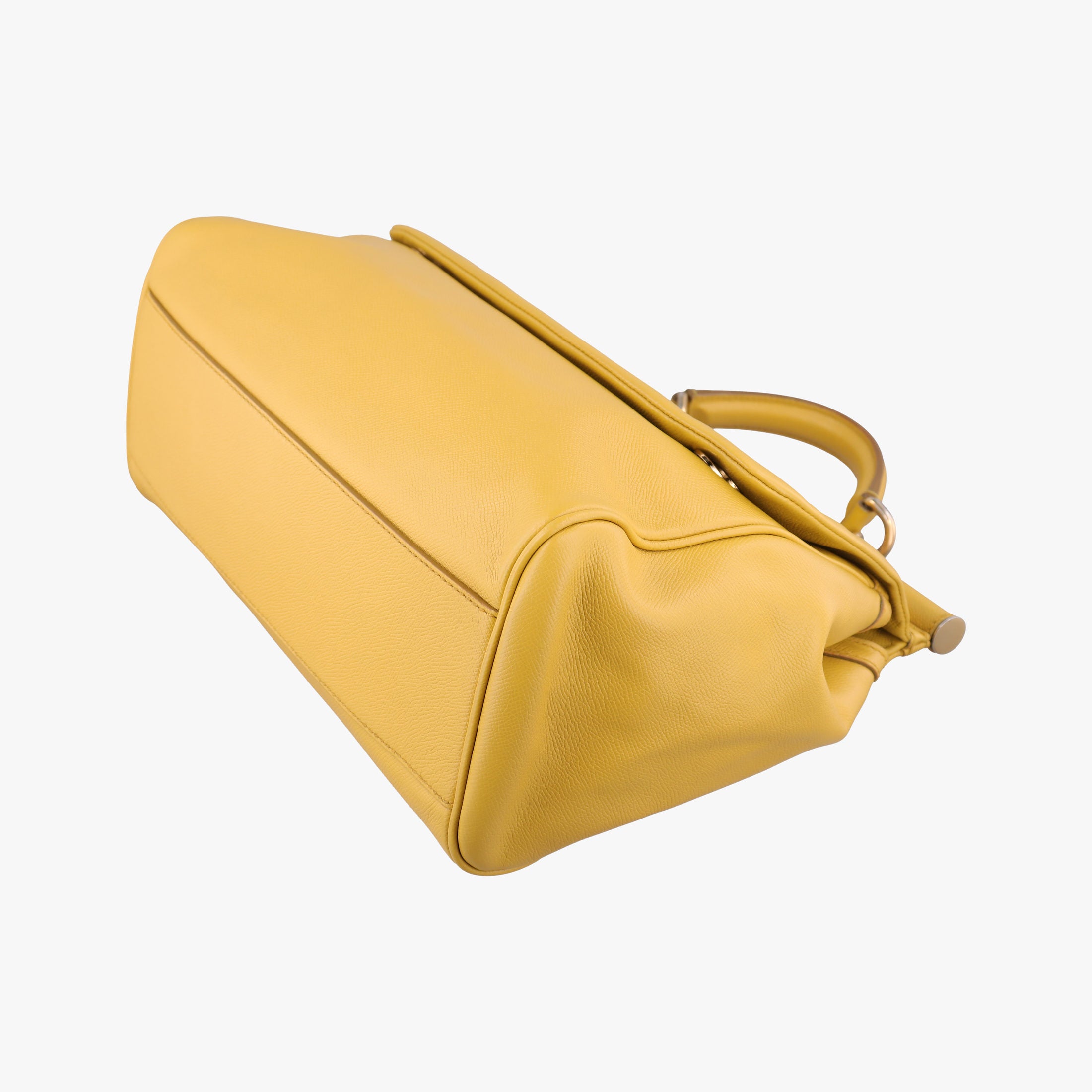 Pre-owned Dolce & Gabbana Sicily Yellow Leather  shoulderbag | stylenewstar