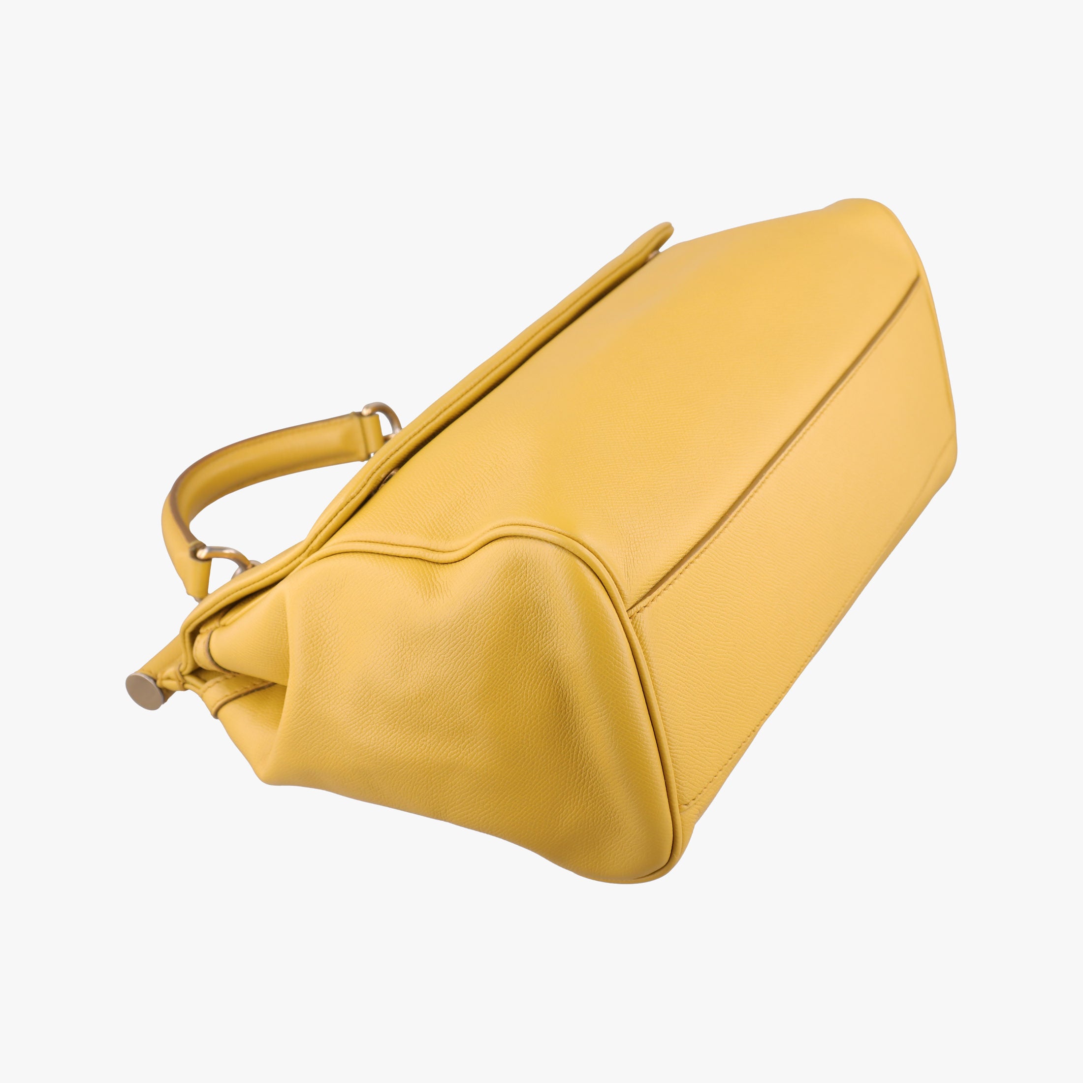 Pre-owned Dolce & Gabbana Sicily Yellow Leather  shoulderbag | stylenewstar