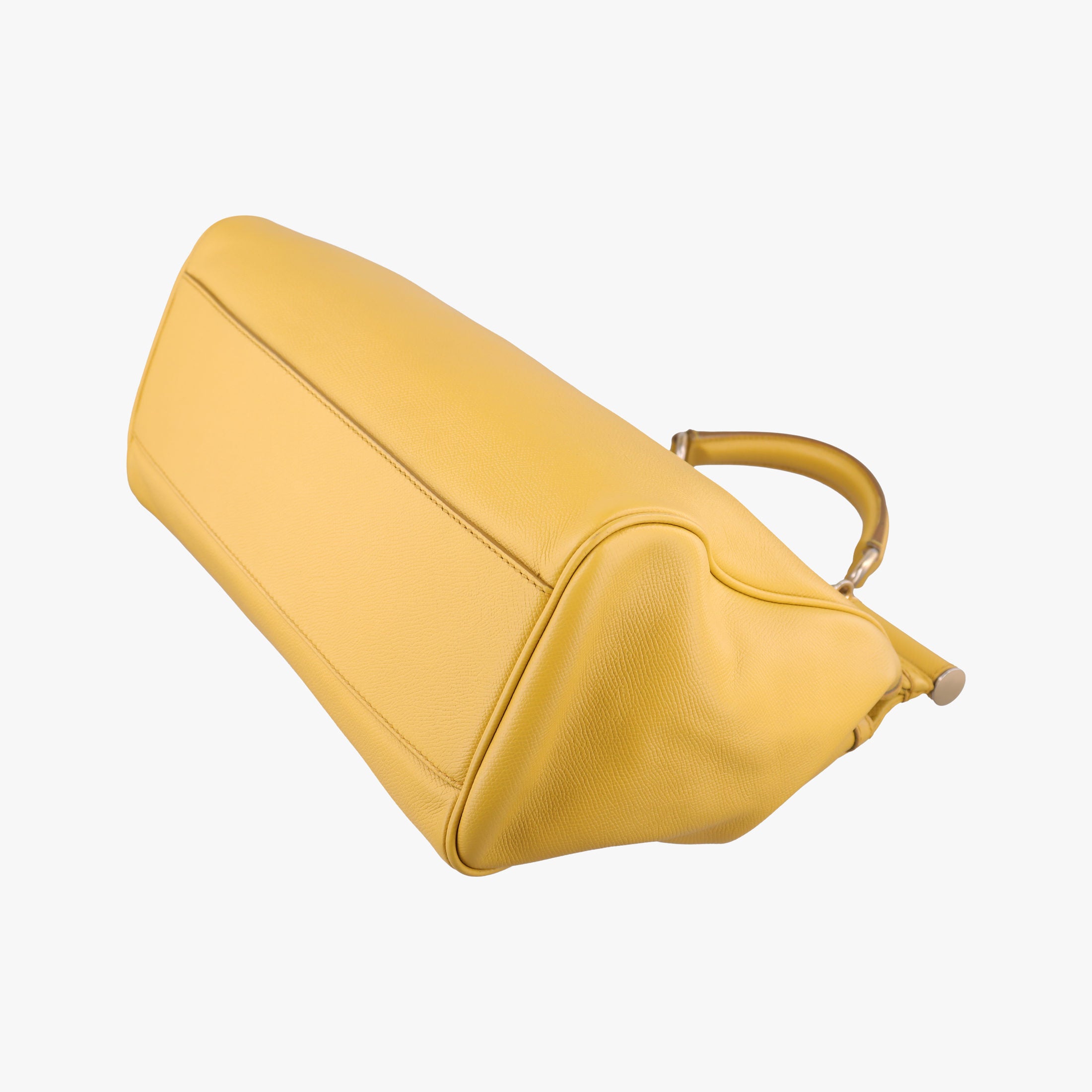 Pre-owned Dolce & Gabbana Sicily Yellow Leather  shoulderbag | stylenewstar