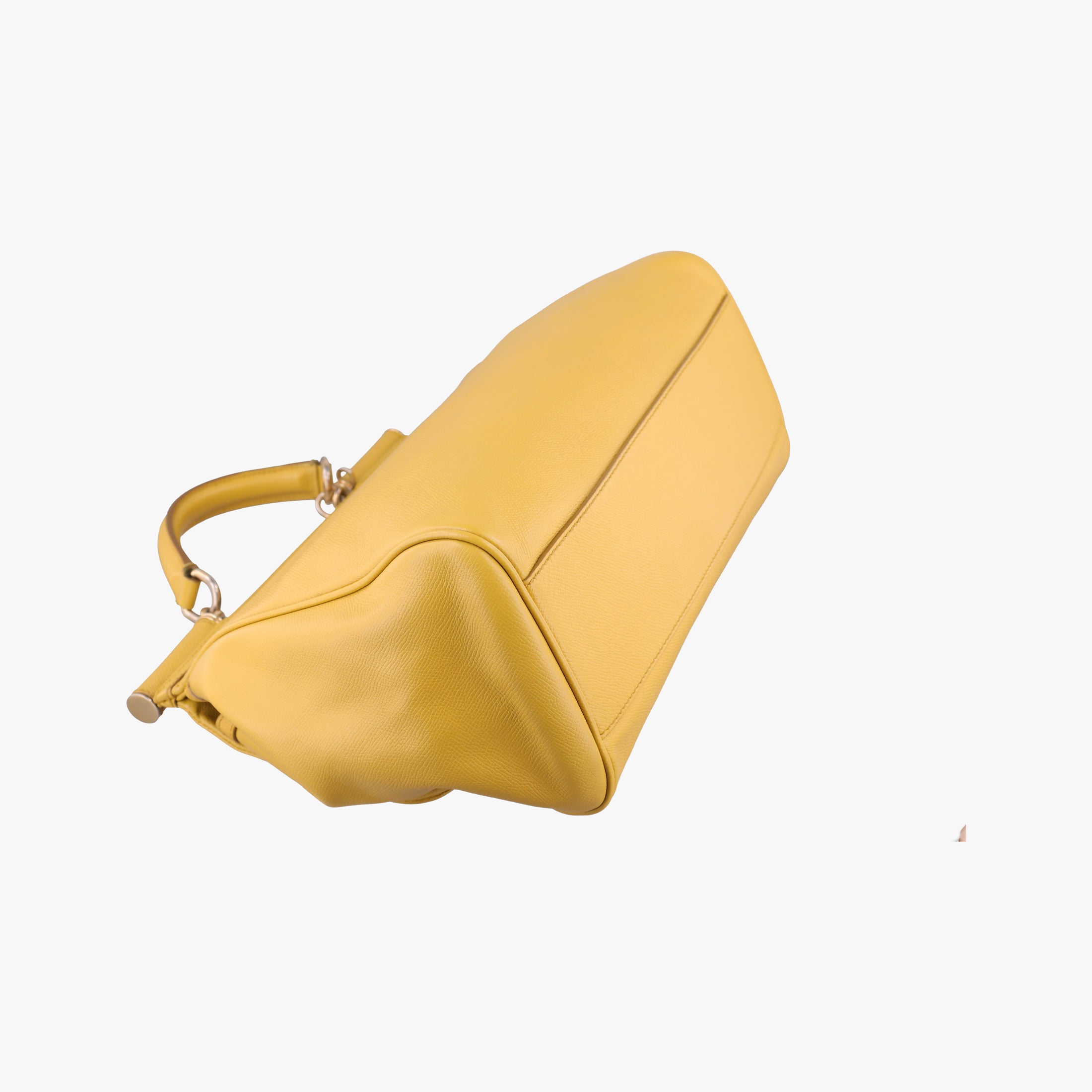 Pre-owned Dolce & Gabbana Sicily Yellow Leather  shoulderbag | stylenewstar