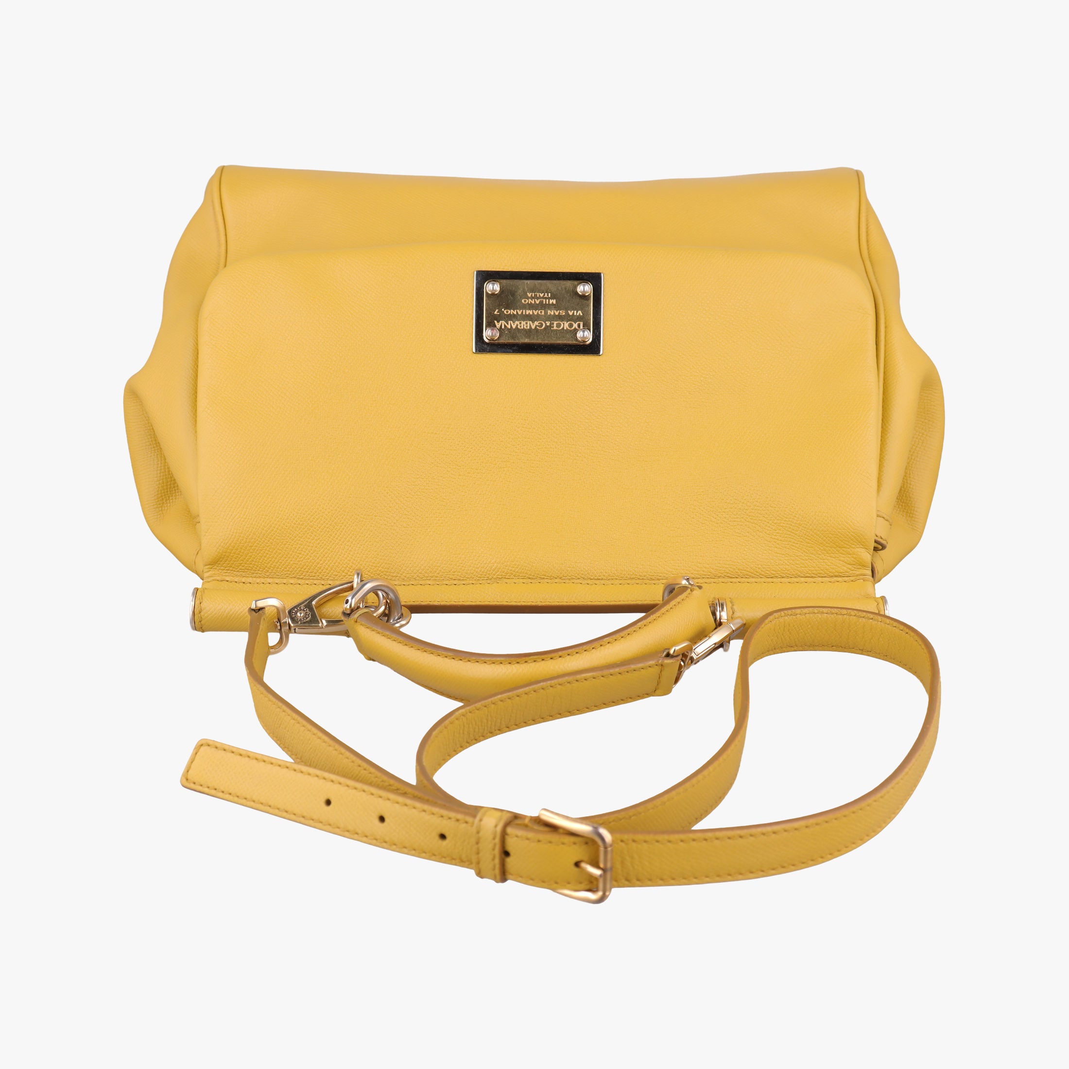 Pre-owned Dolce & Gabbana Sicily Yellow Leather  shoulderbag | stylenewstar