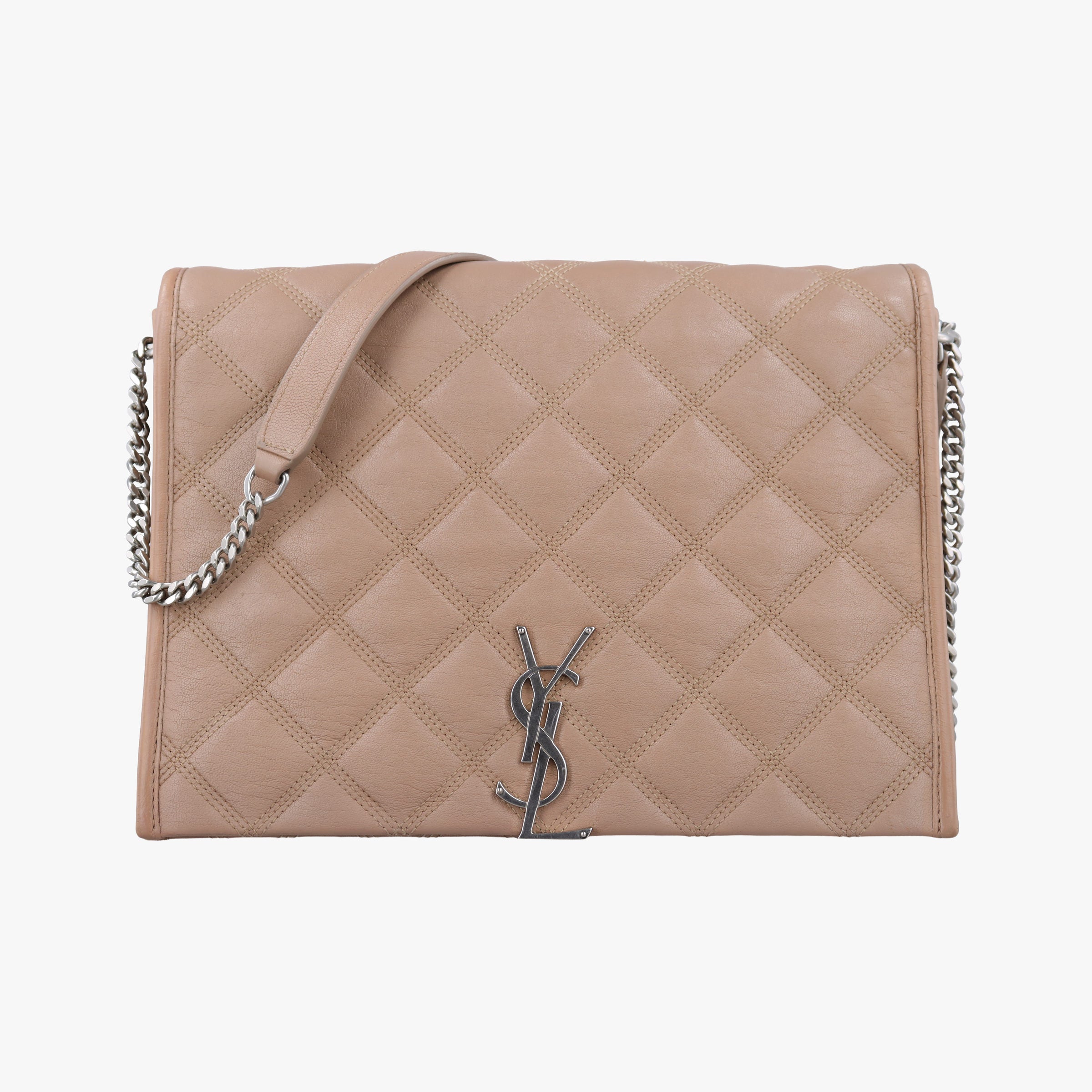 Pre-owned Yves Saint Laurent Paris Becky Camel Leather 579607 shoulderbag | stylenewstar