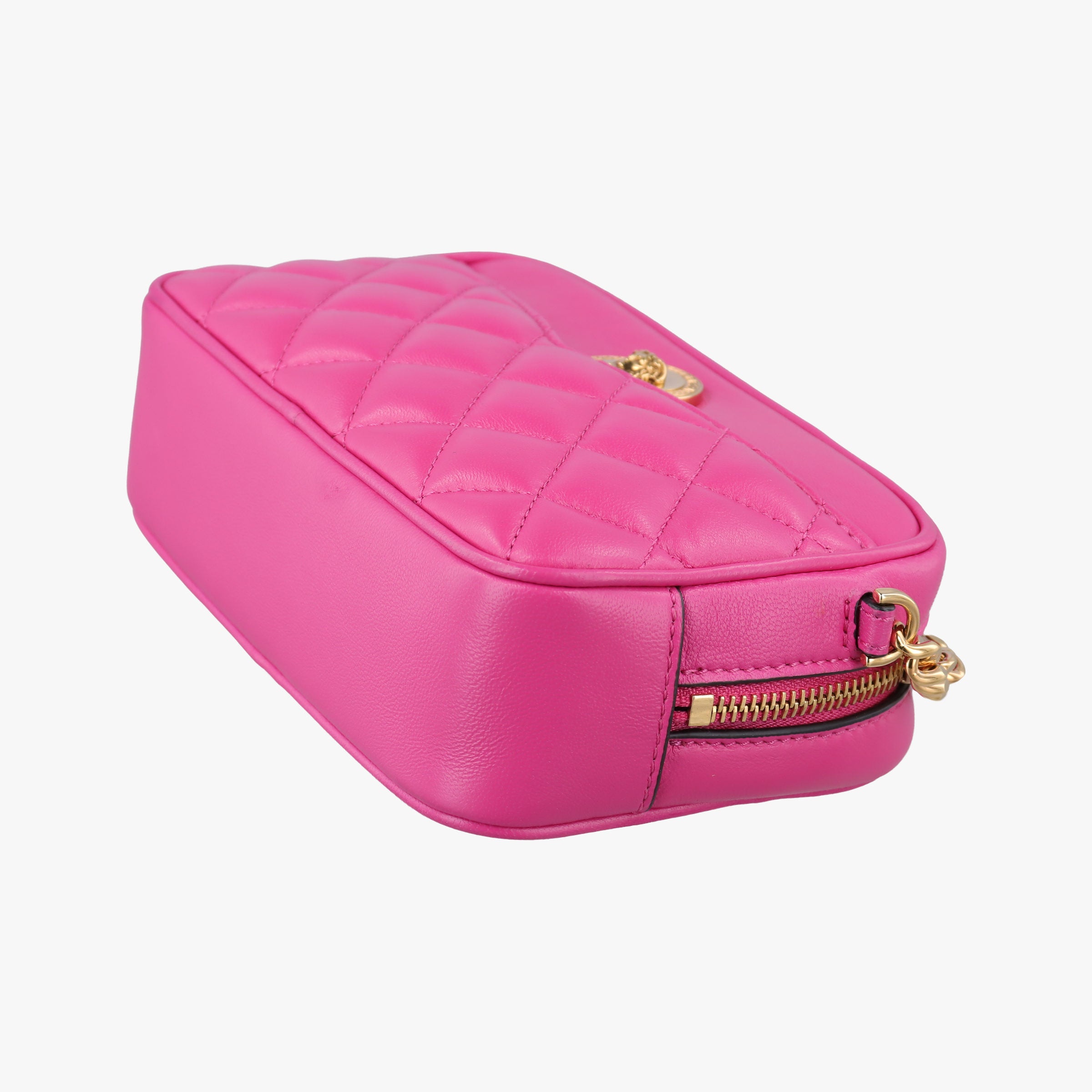 Pre-owned VERSACE La Medusa Camera Rose Leather  shoulderbag | stylenewstar