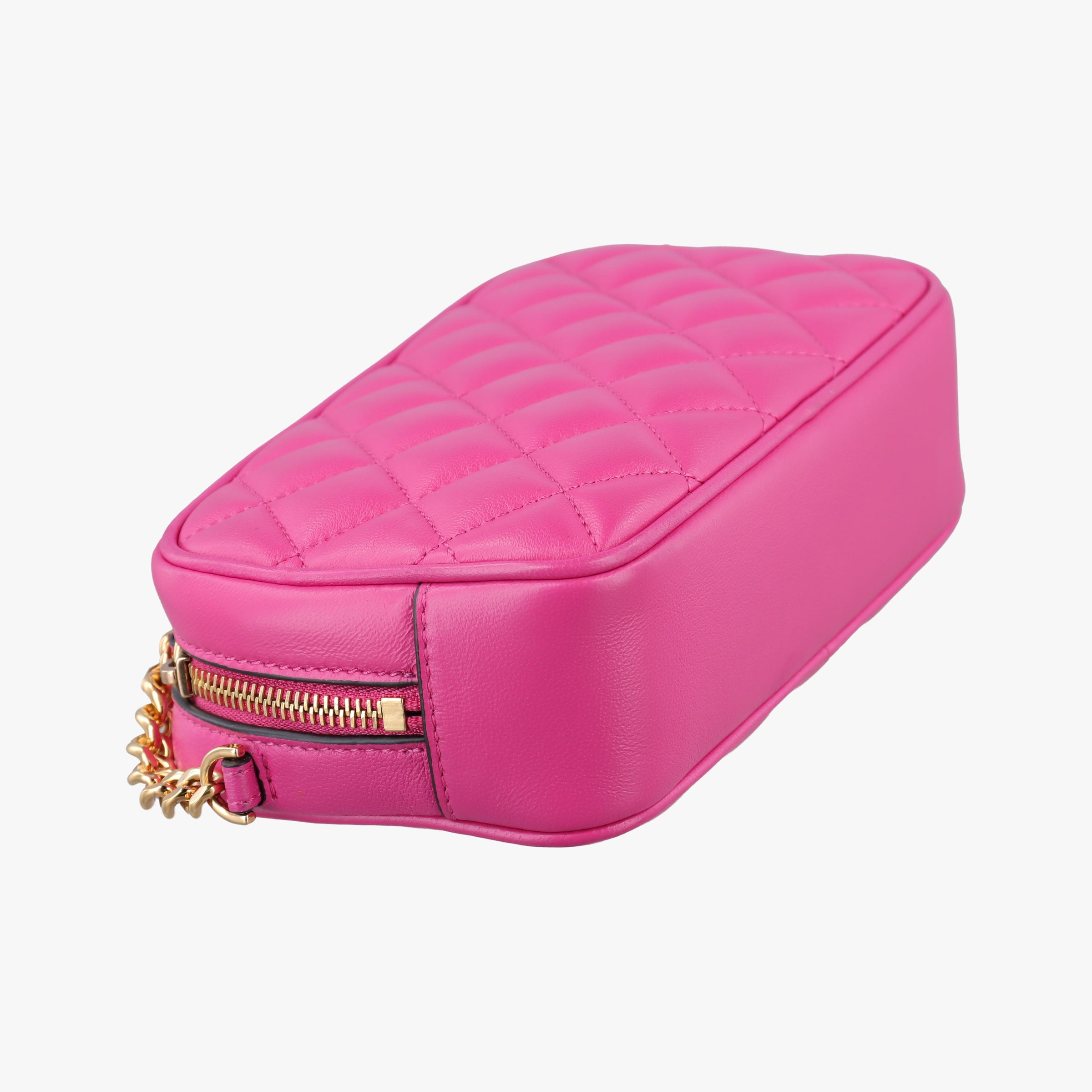 Pre-owned VERSACE La Medusa Camera Rose Leather  shoulderbag | stylenewstar