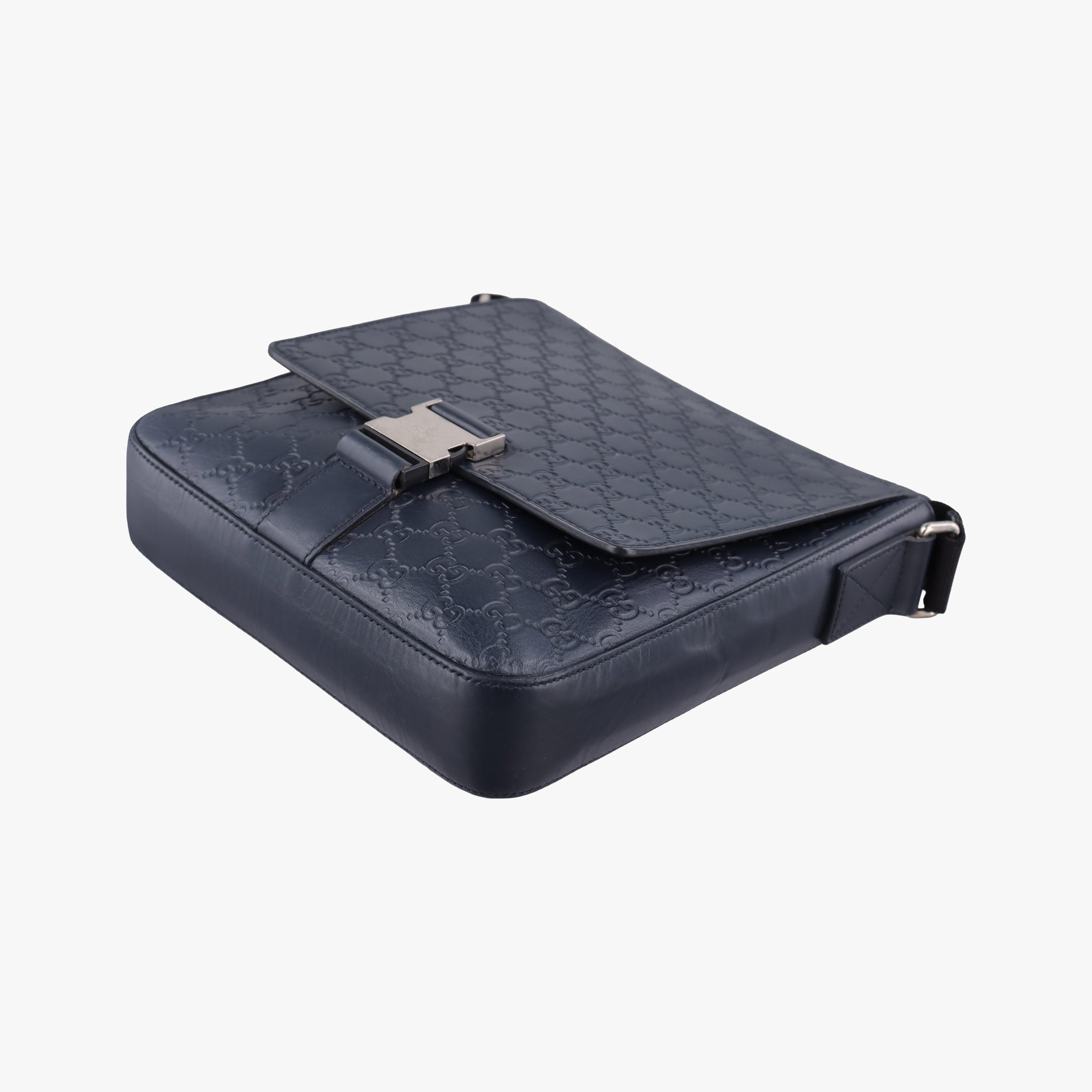 Pre-owned Gucci GG Plus GG Supreme Navy Leather 406368 shoulderbag | stylenewstar