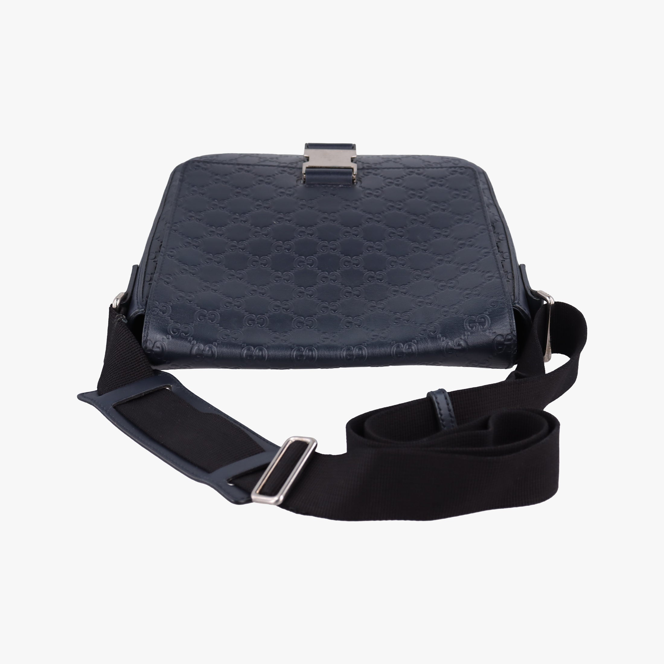 Pre-owned Gucci GG Plus GG Supreme Navy Leather 406368 shoulderbag | stylenewstar