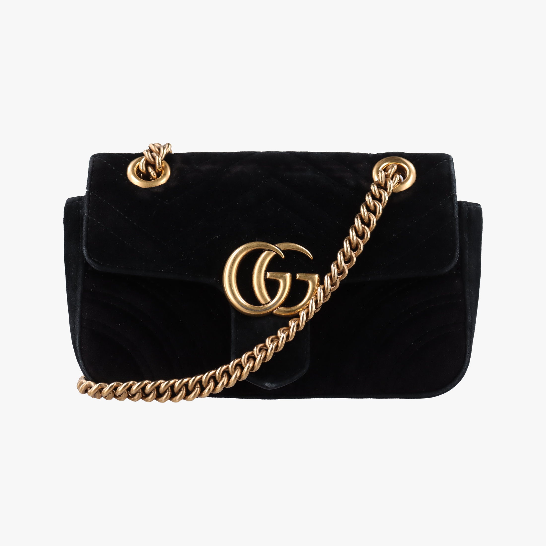 Vintage Gucci GG Marmont Black velour 446744 shoulderbag | stylenewstar