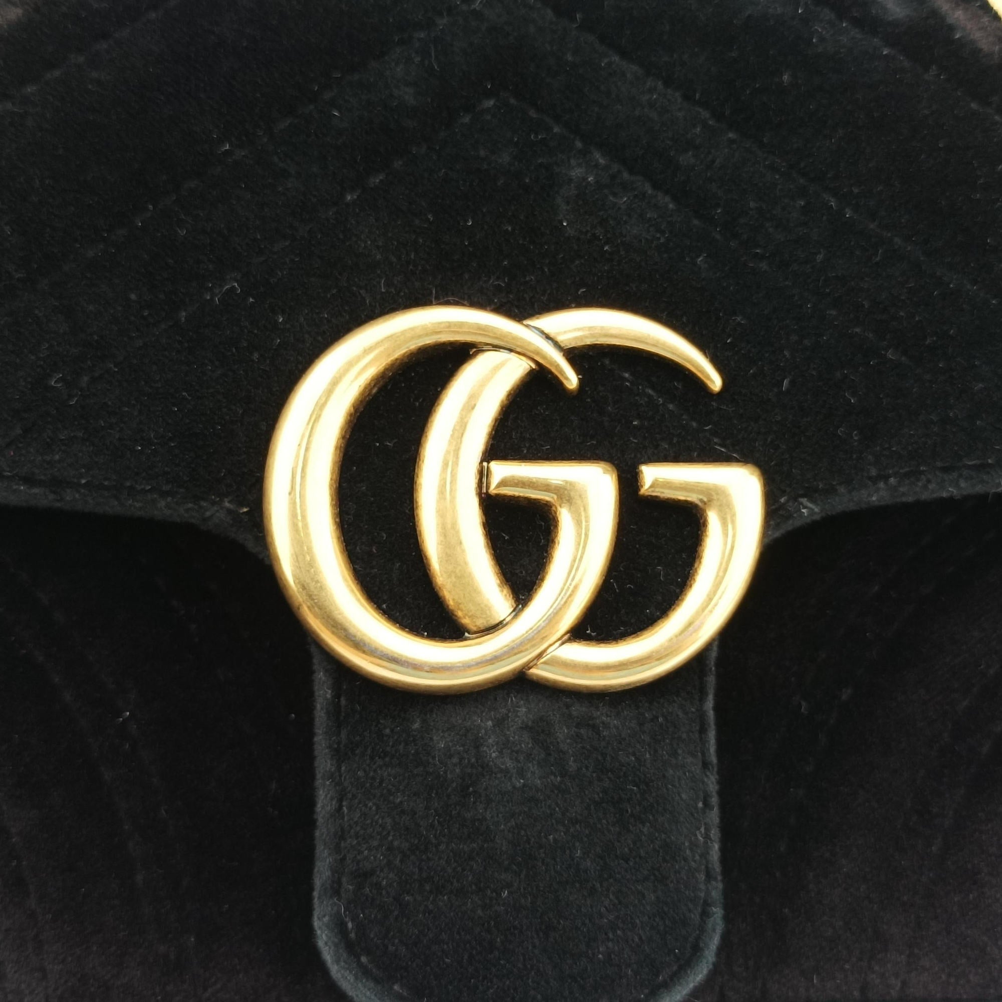 Vintage Gucci GG Marmont Black velour 446744 shoulderbag | stylenewstar