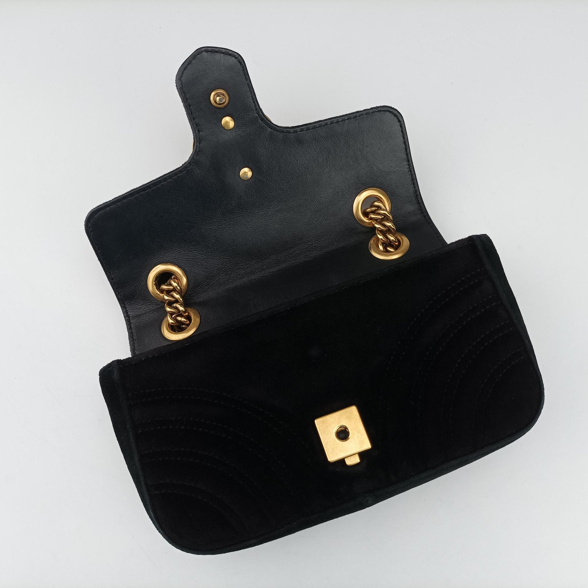 Vintage Gucci GG Marmont Black velour 446744 shoulderbag | stylenewstar