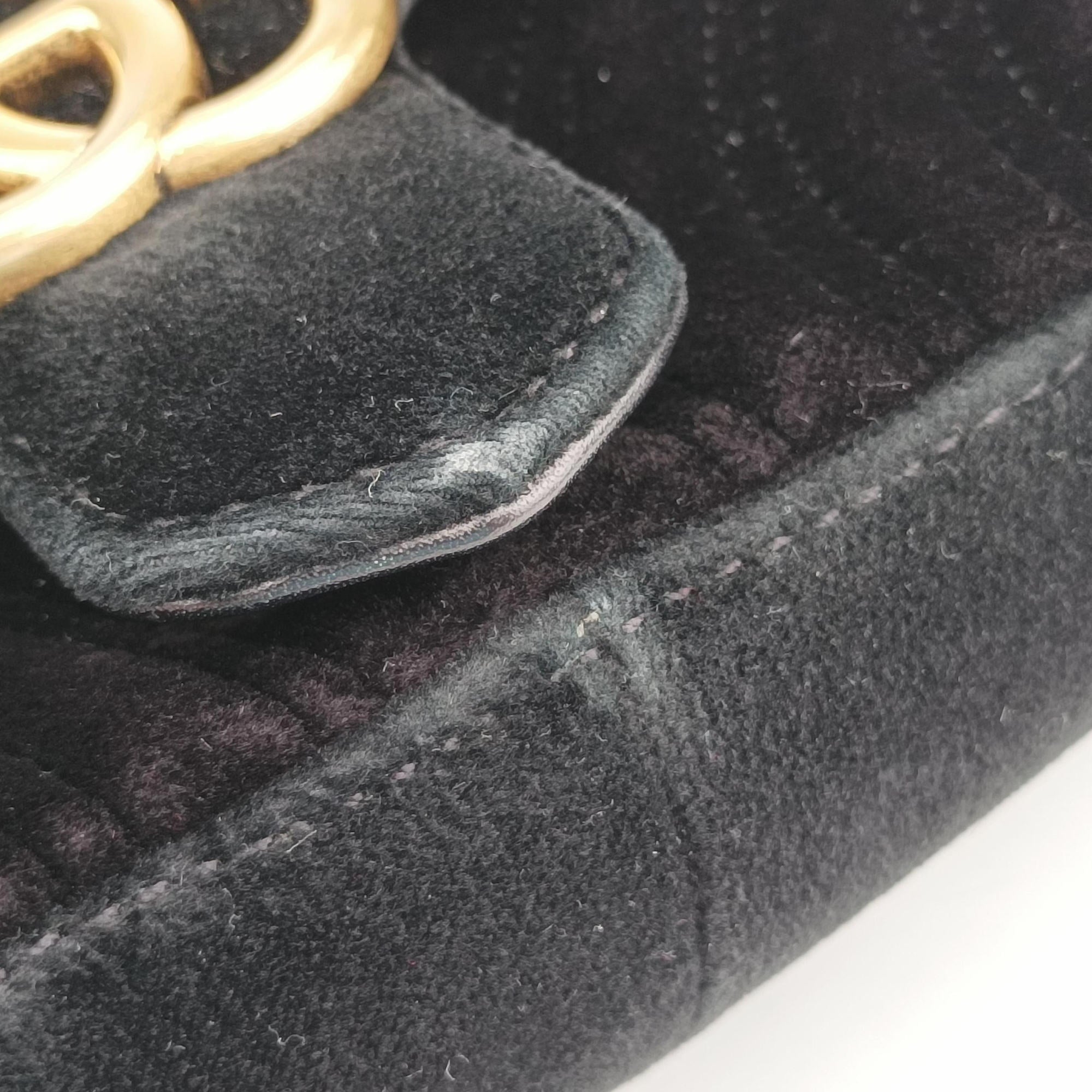 Vintage Gucci GG Marmont Black velour 446744 shoulderbag | stylenewstar