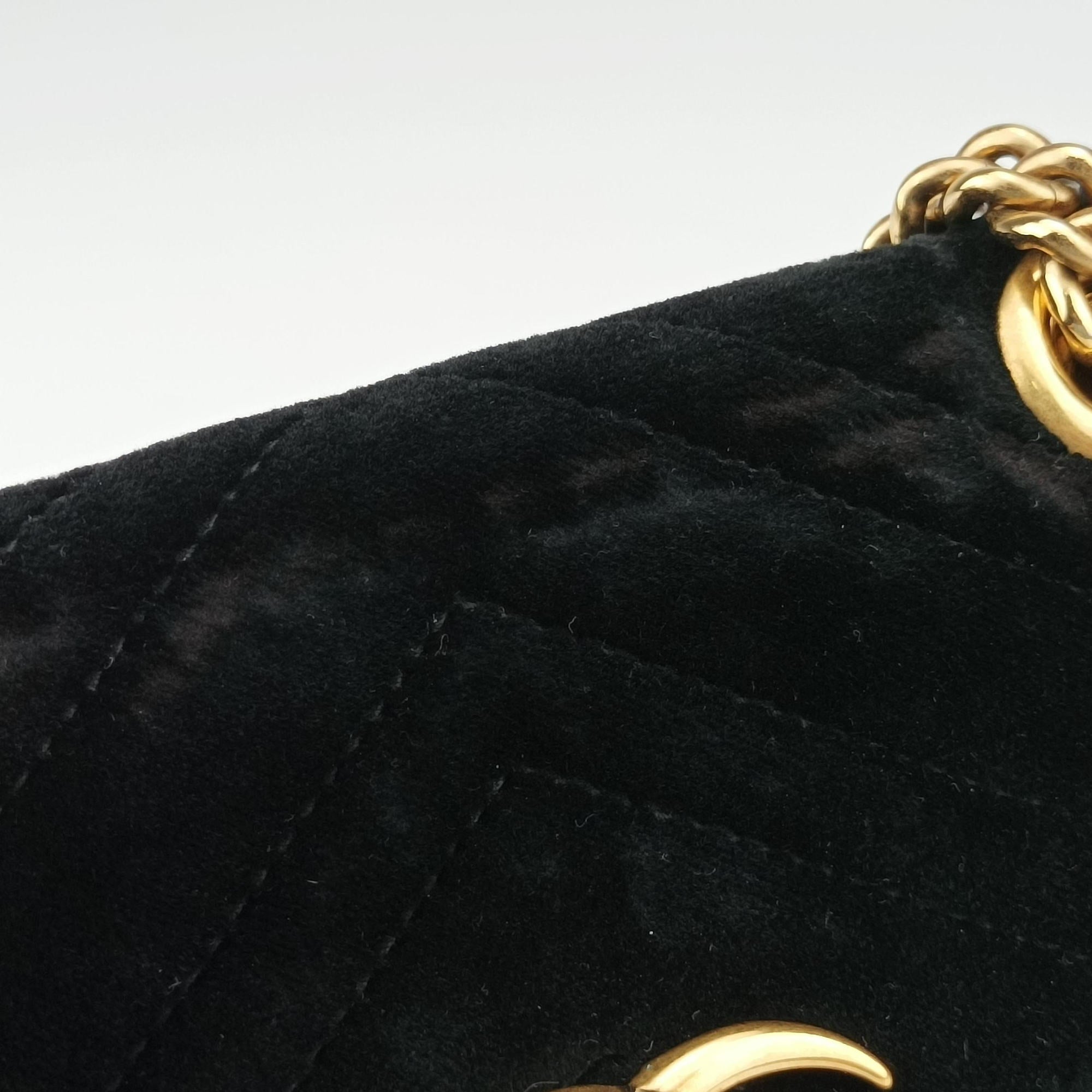 Vintage Gucci GG Marmont Black velour 446744 shoulderbag | stylenewstar
