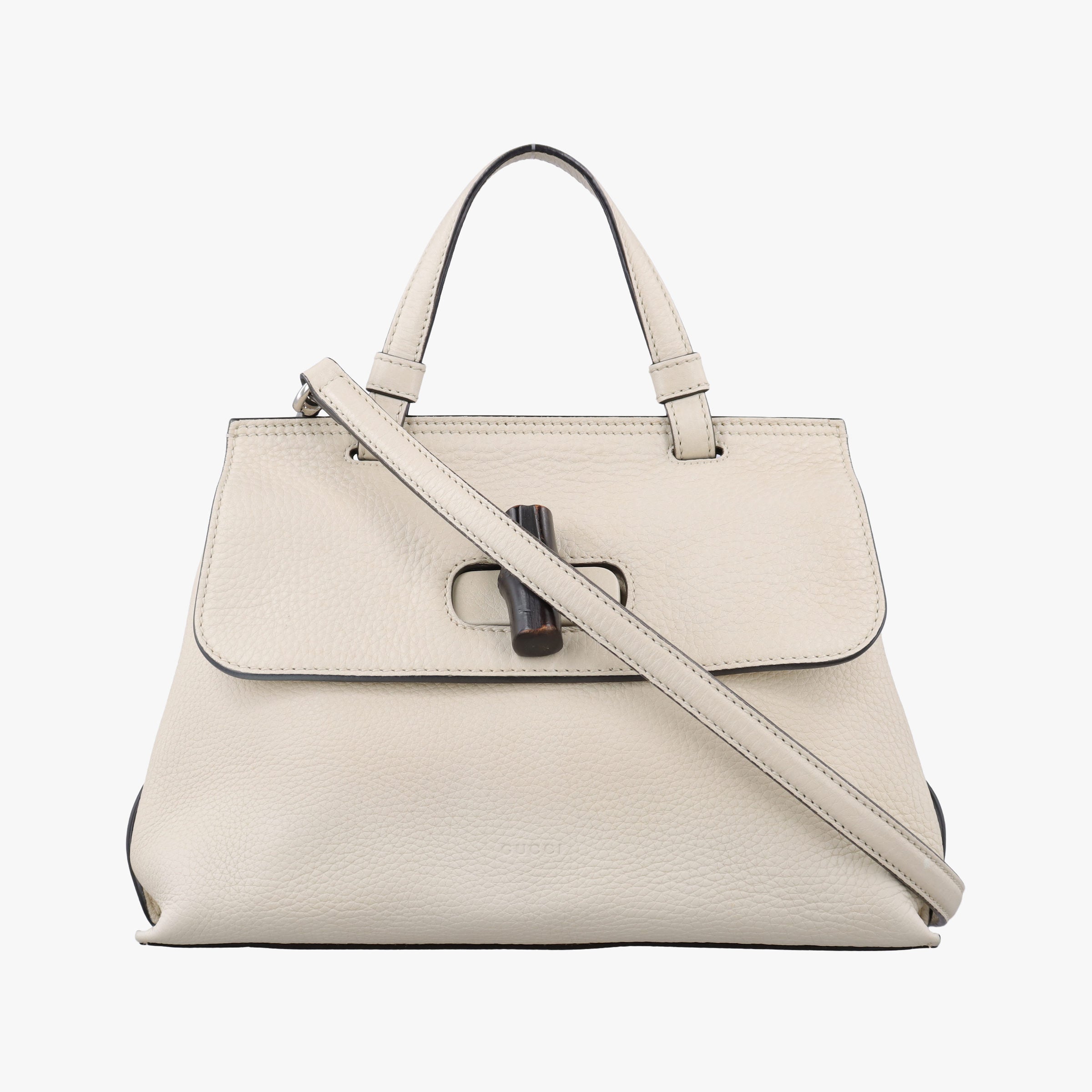 Pre-owned Gucci Bamboo Daily White Leather 370831 shoulderbag | stylenewstar